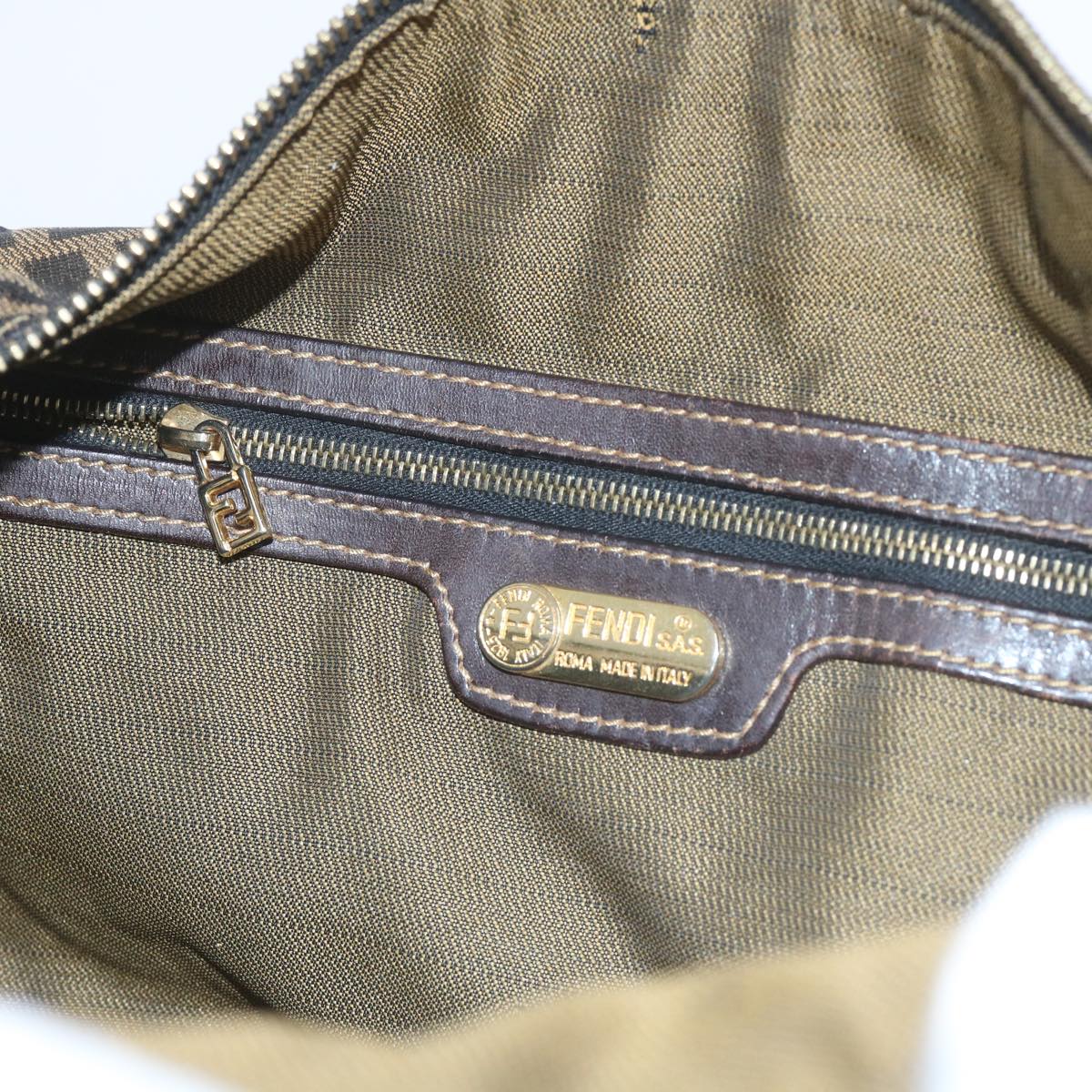 FENDI Zucca Canvas Hand Bag Black Brown bs10443