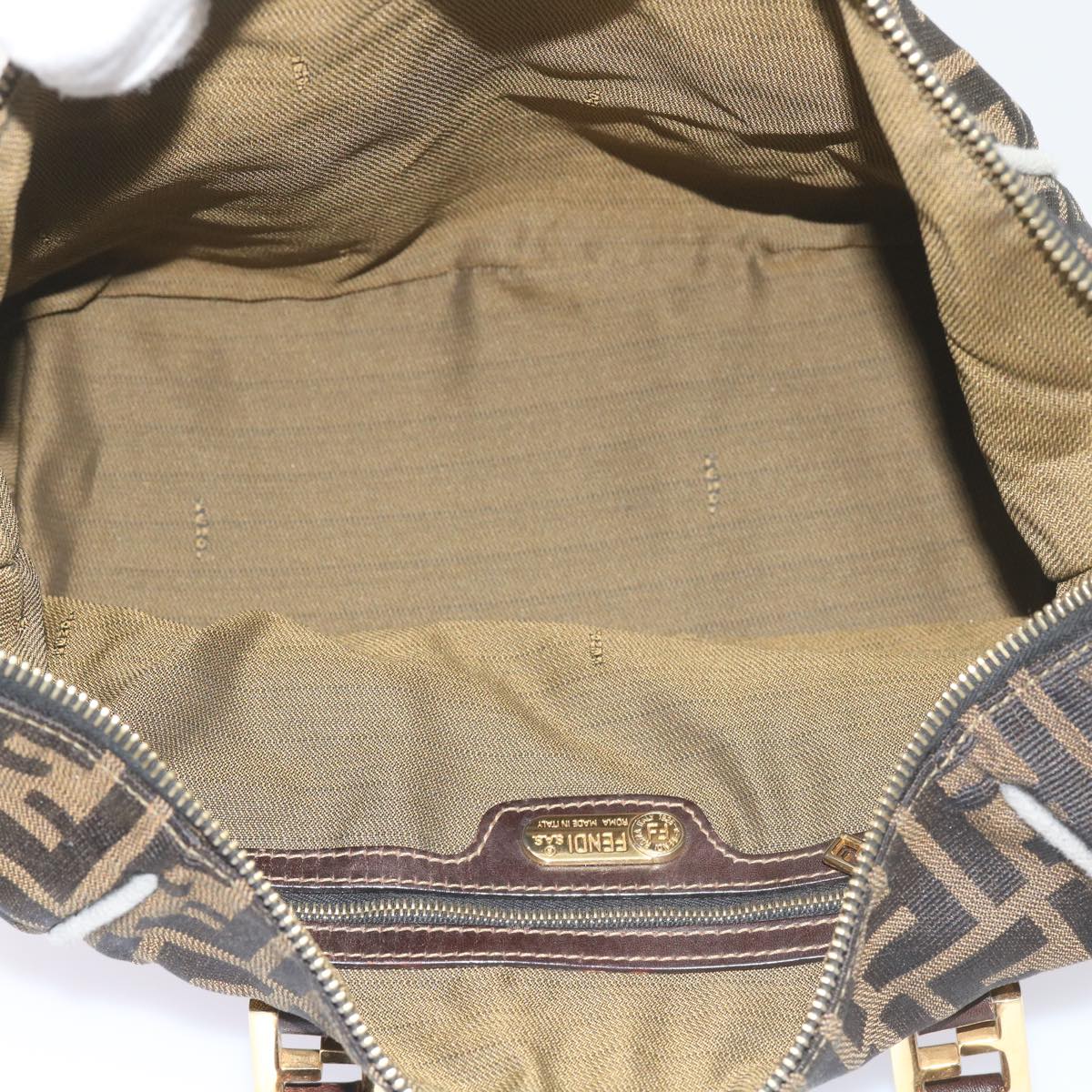 FENDI Zucca Canvas Hand Bag Black Brown bs10443