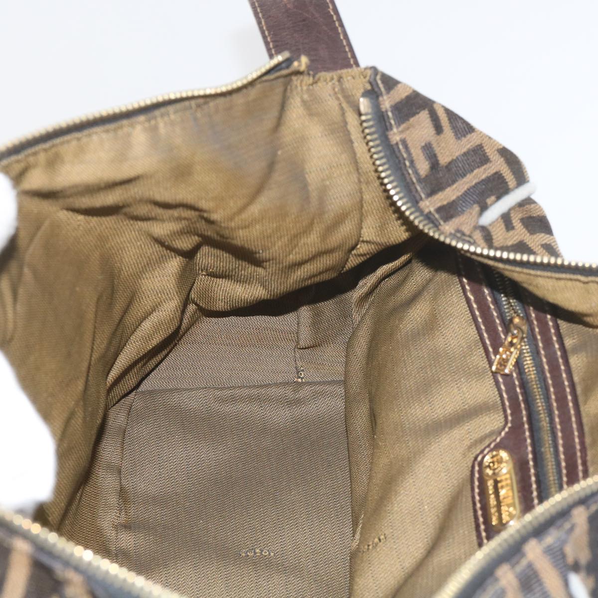 FENDI Zucca Canvas Hand Bag Black Brown bs10443