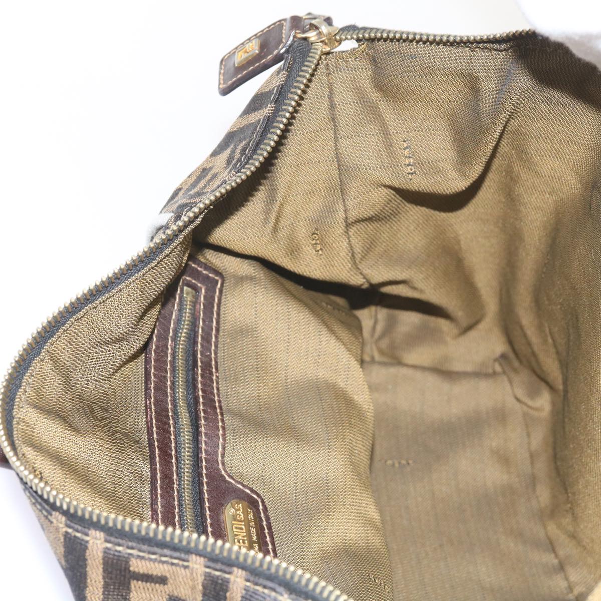 FENDI Zucca Canvas Hand Bag Black Brown bs10443