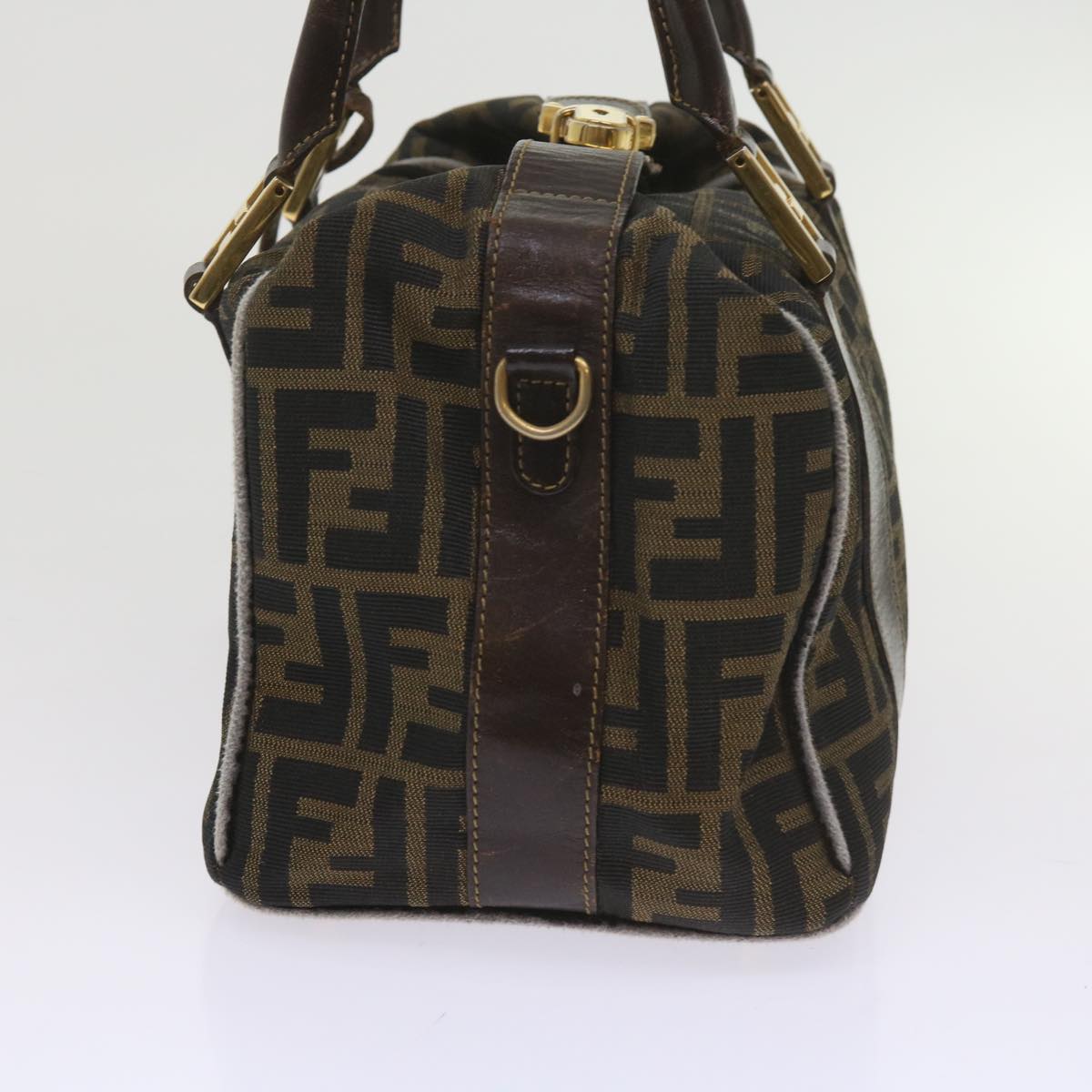 FENDI Zucca Canvas Hand Bag Black Brown bs10443