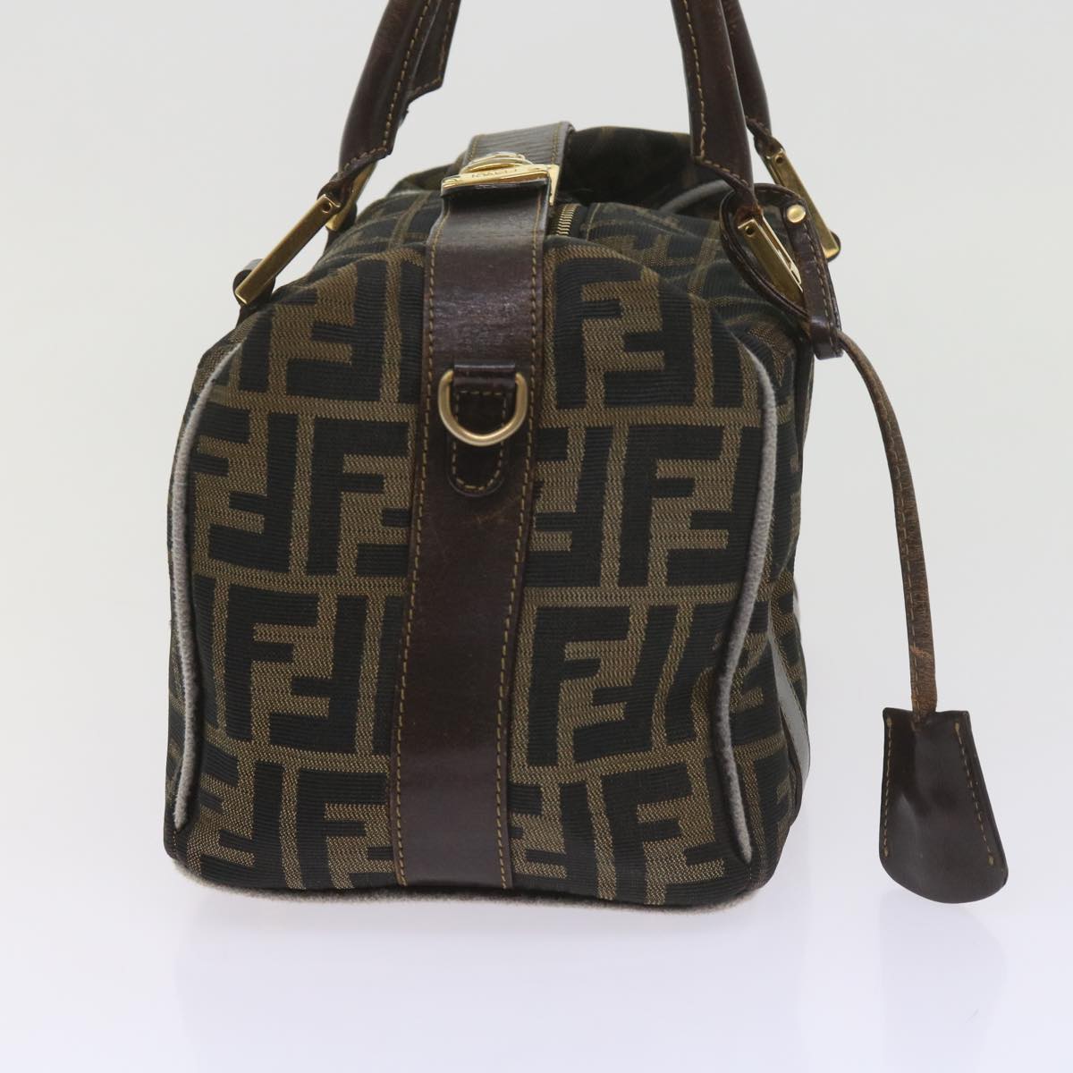 FENDI Zucca Canvas Hand Bag Black Brown bs10443