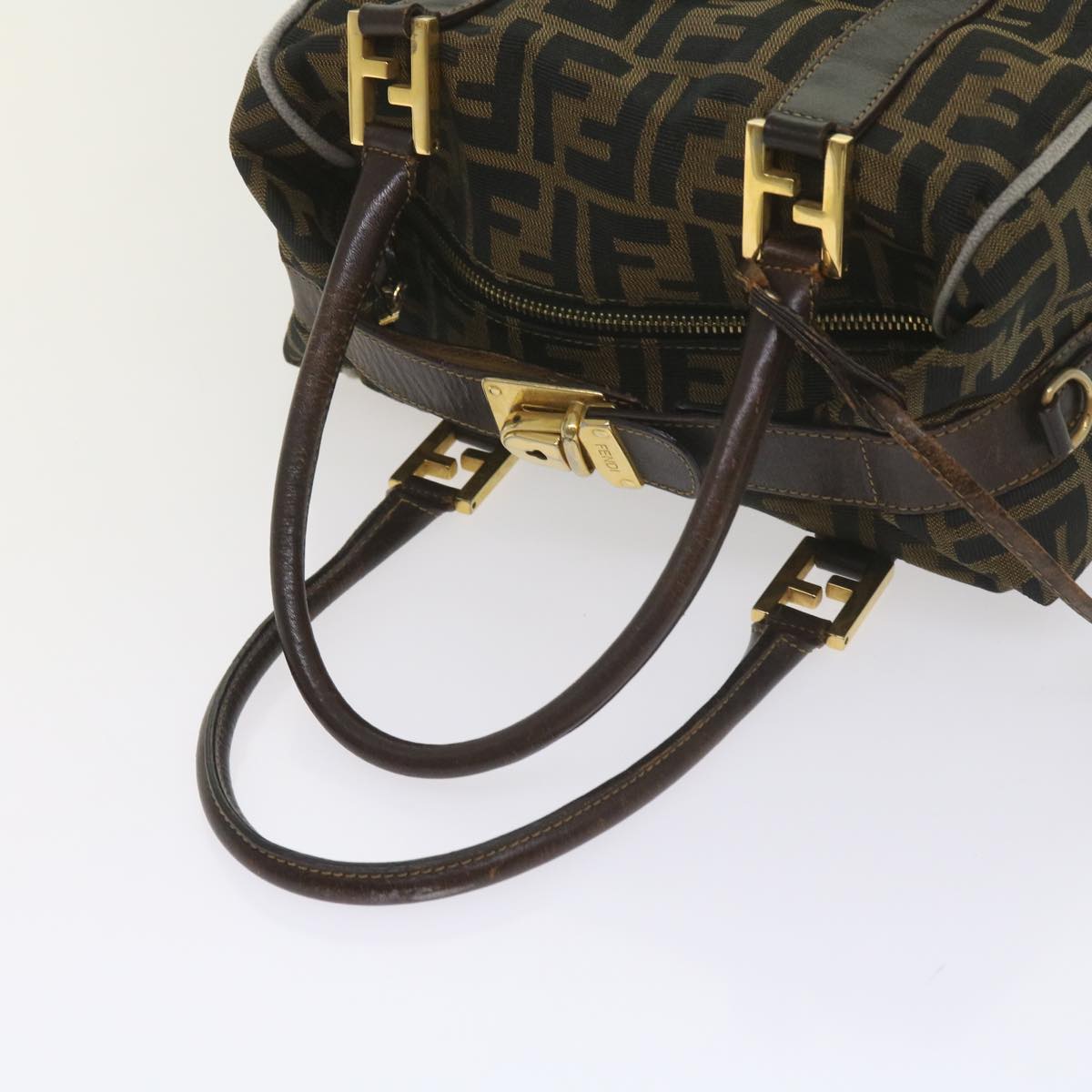 FENDI Zucca Canvas Hand Bag Black Brown bs10443