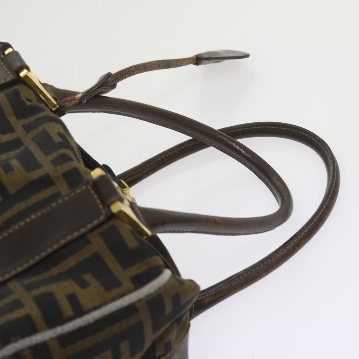 FENDI Zucca Canvas Hand Bag Black Brown bs10443