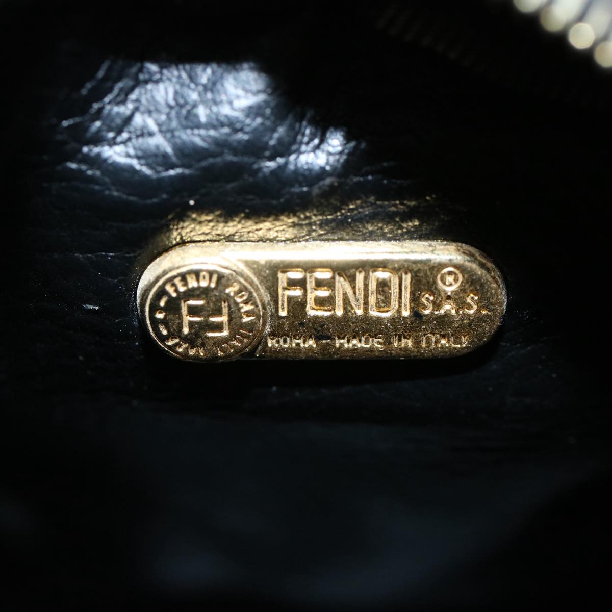 FENDI Zucca Canvas Pouch Black Brown bs10444