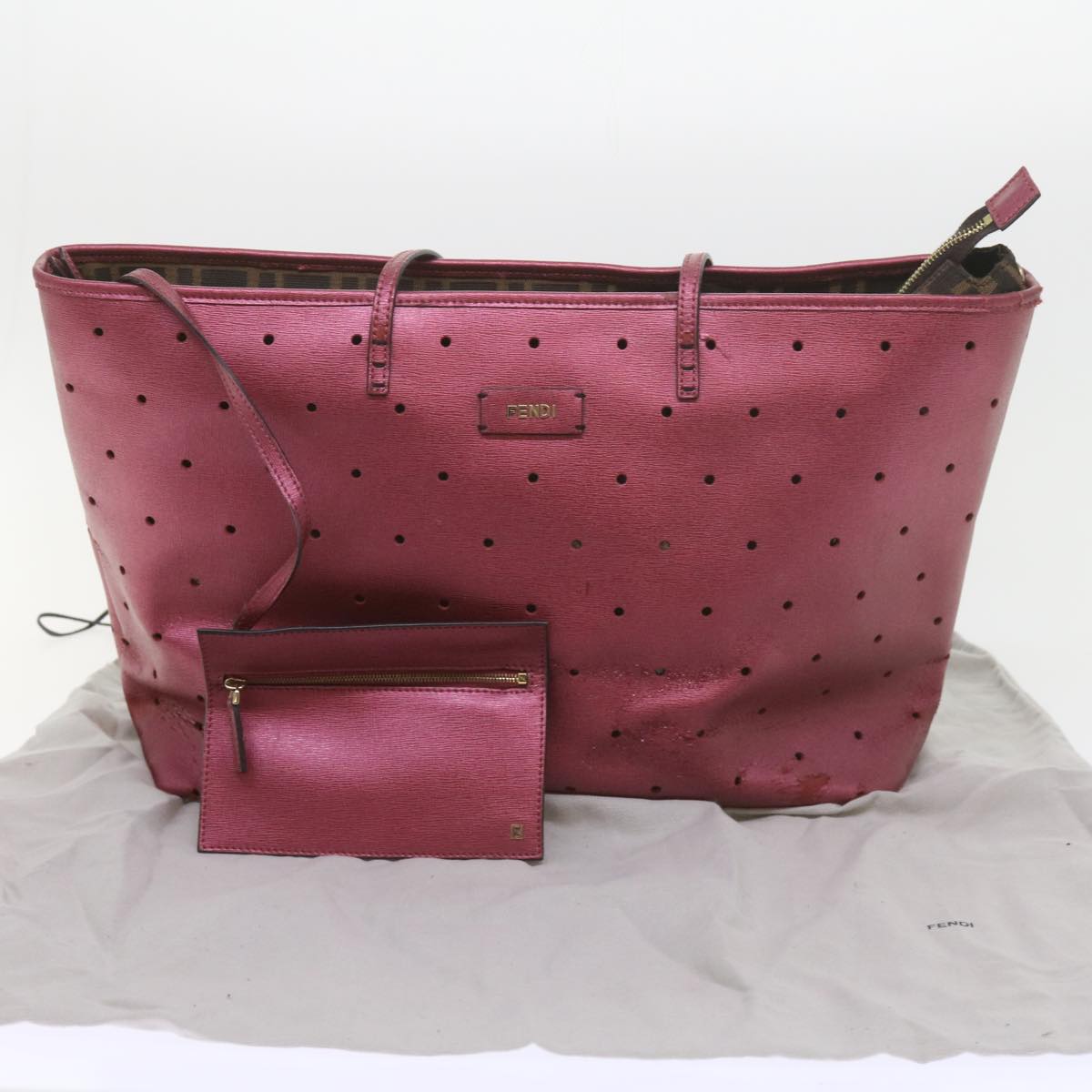 FENDI Tote Bag PVC Leather Pink bs10480