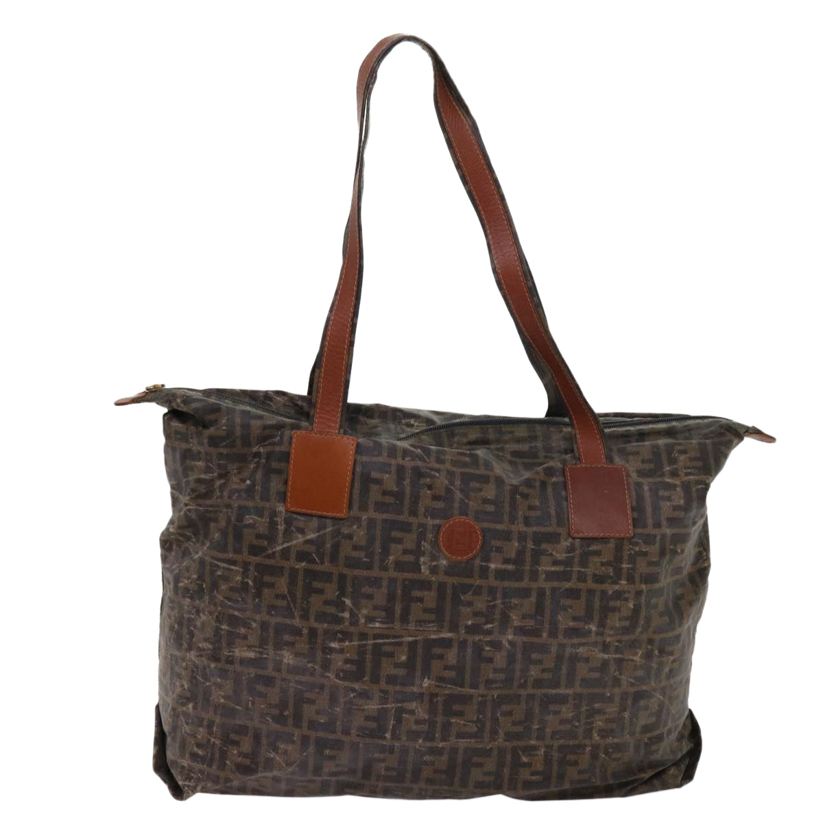 FENDI Zucca Canvas Shoulder Bag Coated Canvas 2Set Brown Black bs10493