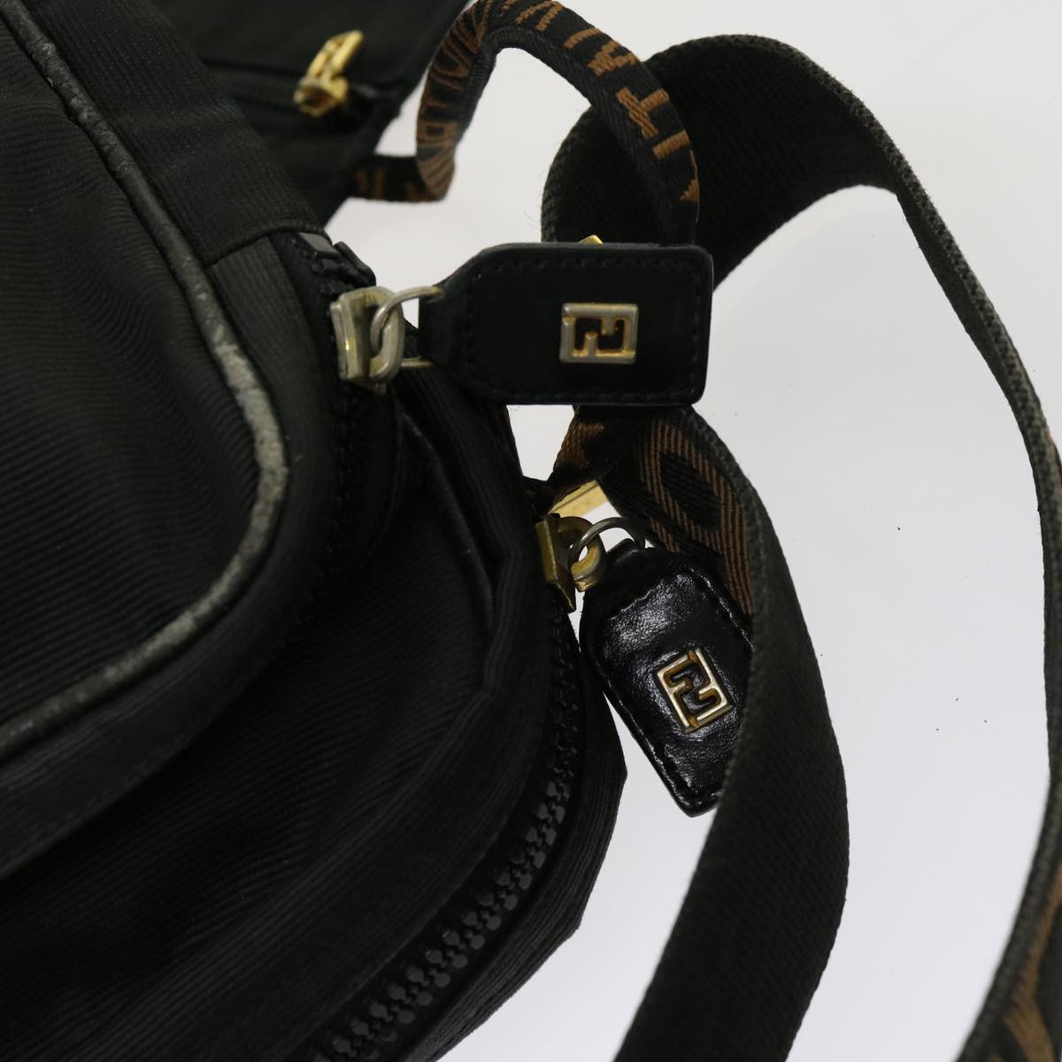 FENDI Zucca Canvas Shoulder Bag Coated Canvas 2Set Brown Black bs10493