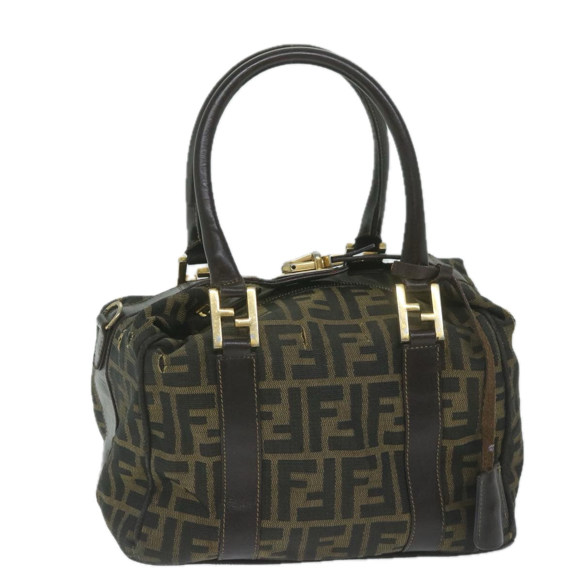FENDI Zucca Canvas Hand Bag Black Brown bs10526