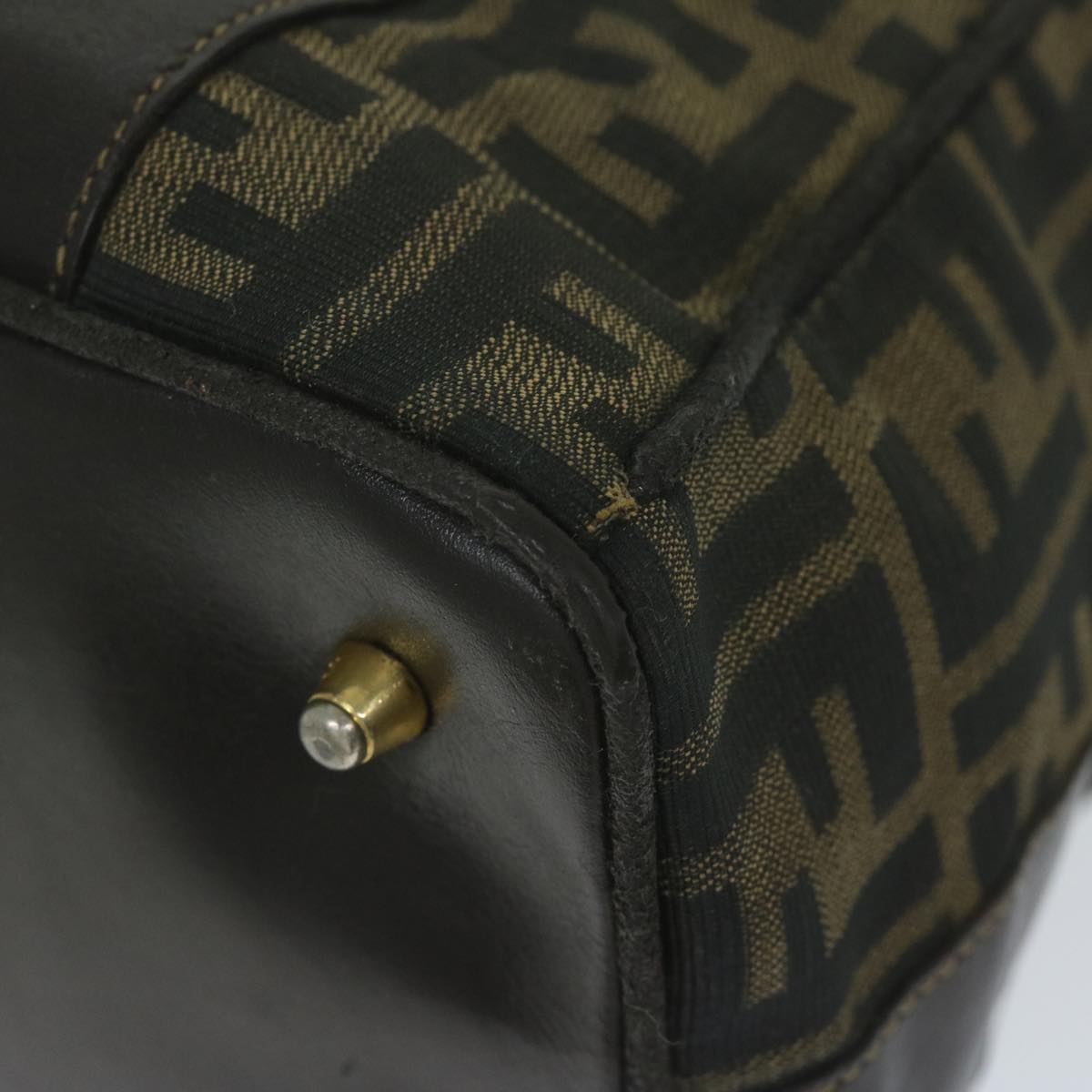 FENDI Zucca Canvas Hand Bag Black Brown bs10526