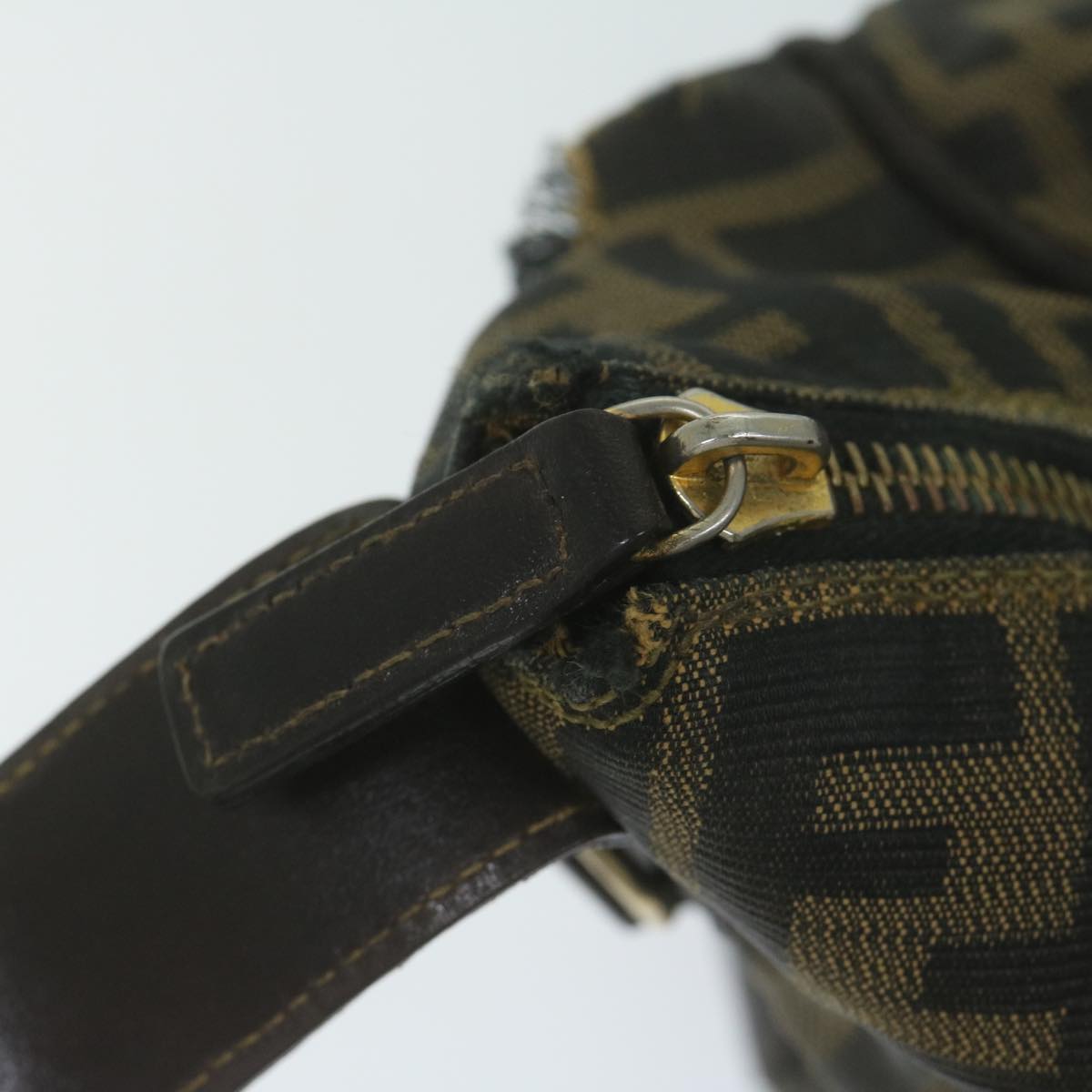 FENDI Zucca Canvas Hand Bag Black Brown bs10526