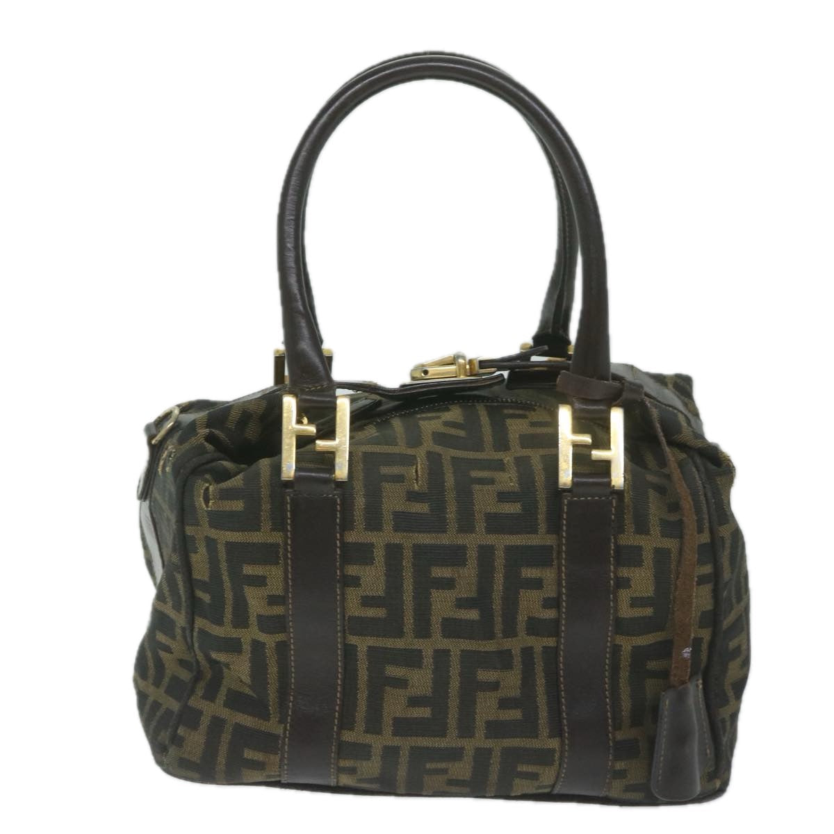 FENDI Zucca Canvas Hand Bag Black Brown bs10526