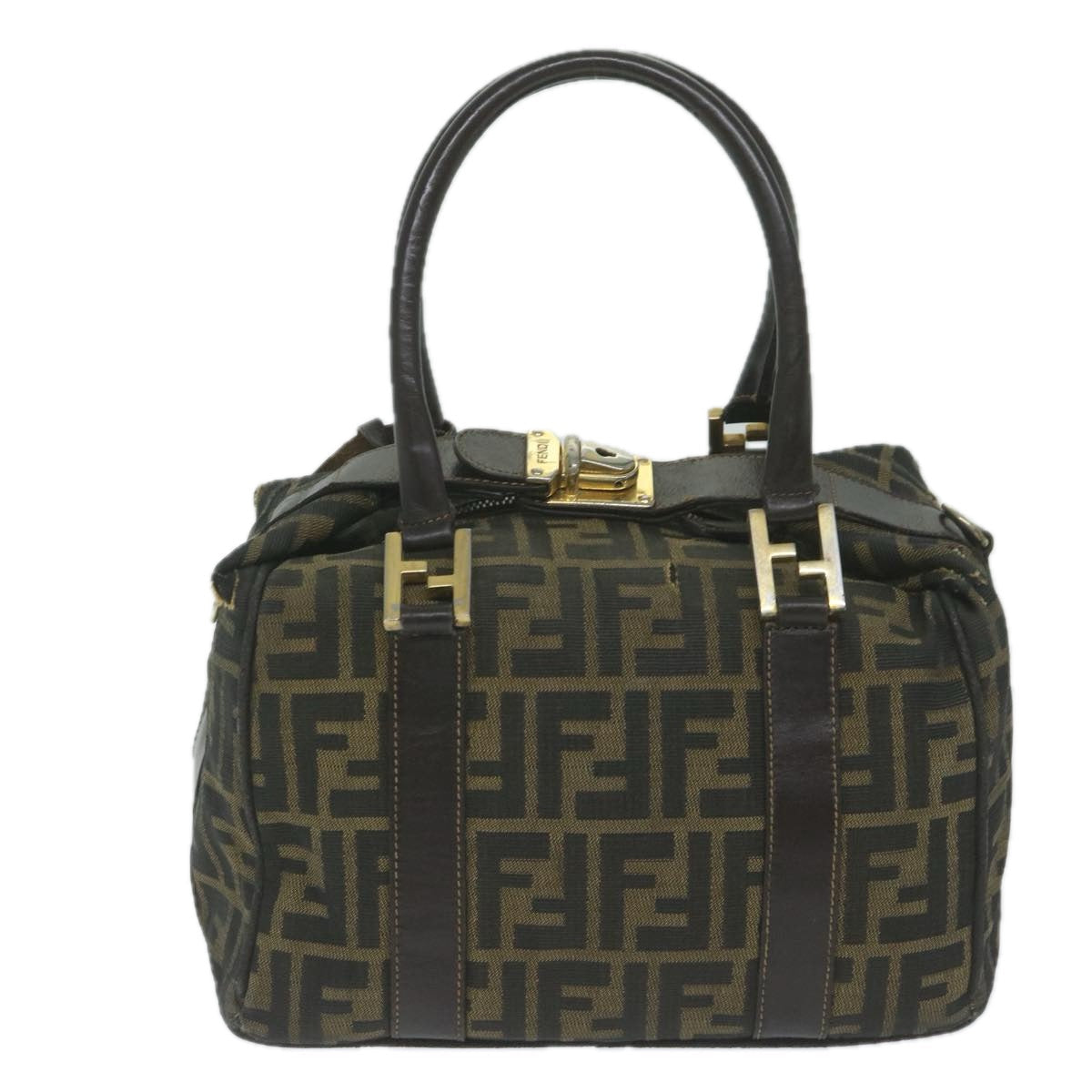 FENDI Zucca Canvas Hand Bag Black Brown bs10526