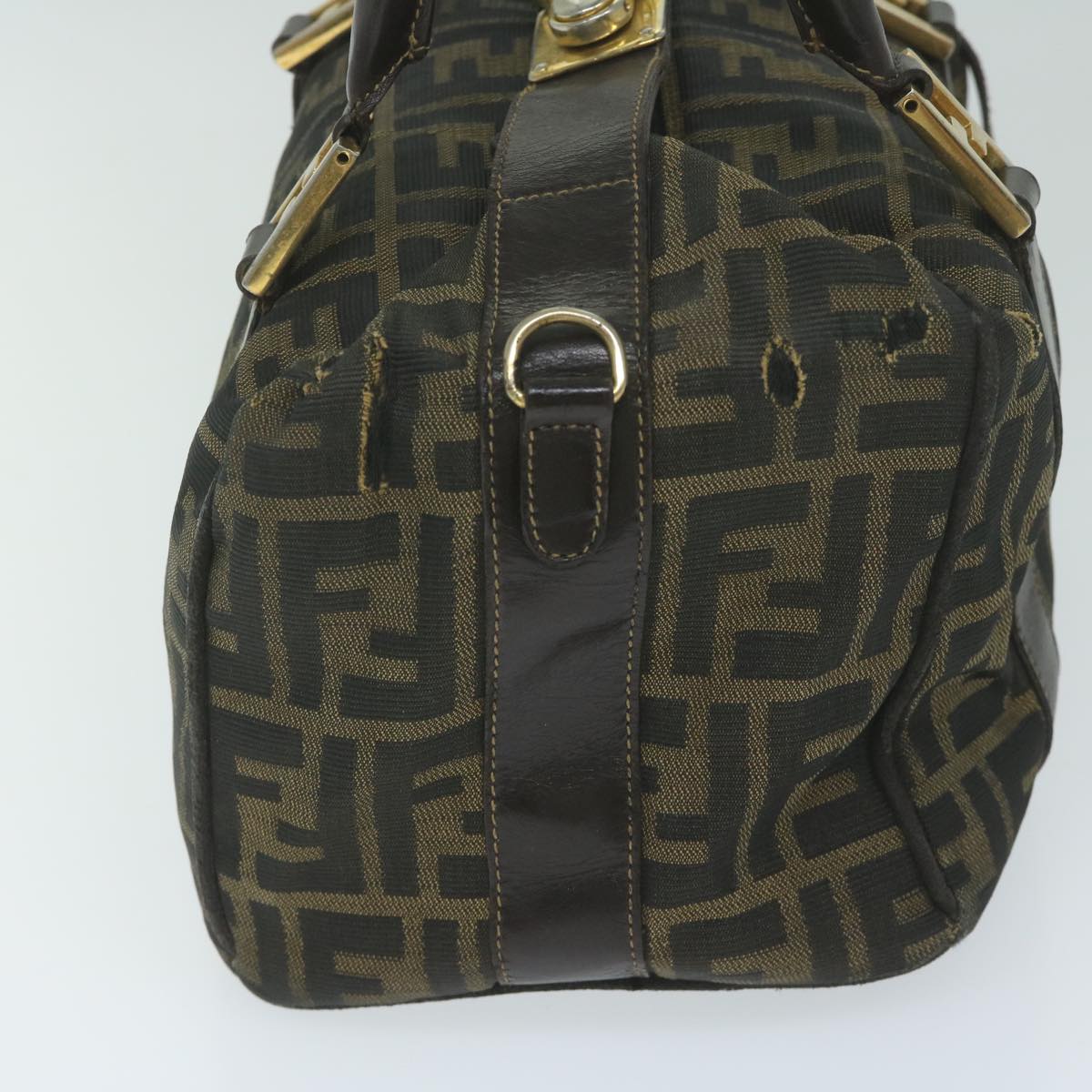 FENDI Zucca Canvas Hand Bag Black Brown bs10526