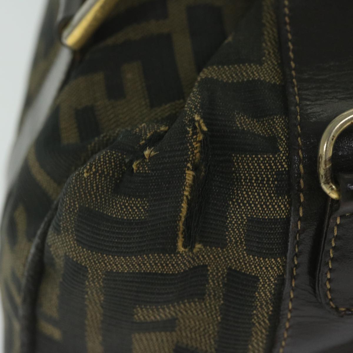 FENDI Zucca Canvas Hand Bag Black Brown bs10526