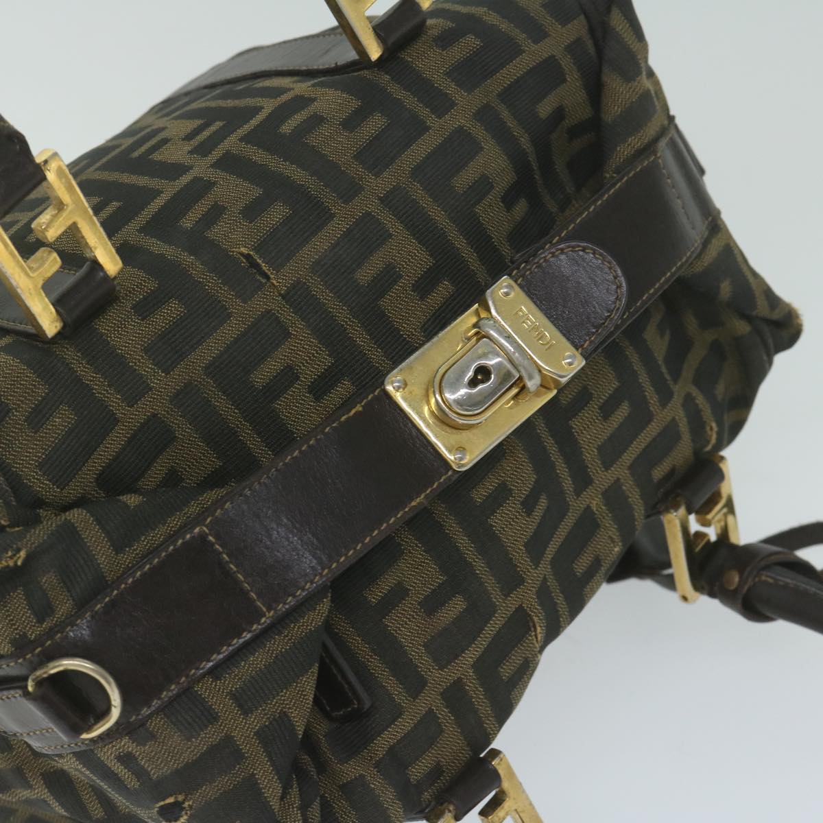 FENDI Zucca Canvas Hand Bag Black Brown bs10526