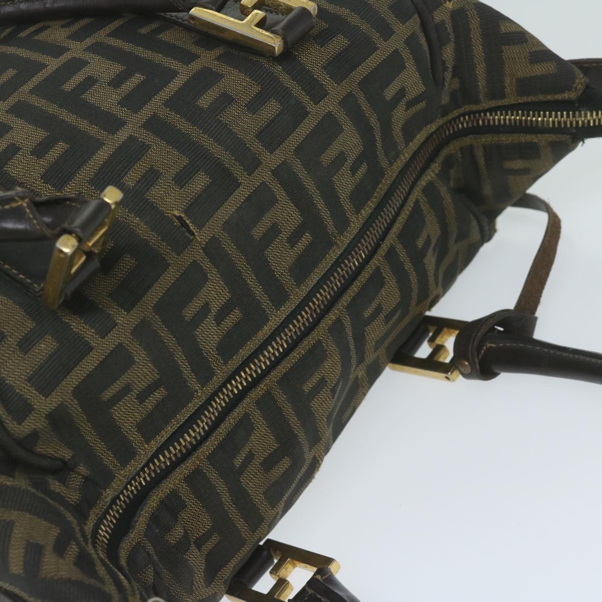 FENDI Zucca Canvas Hand Bag Black Brown bs10526
