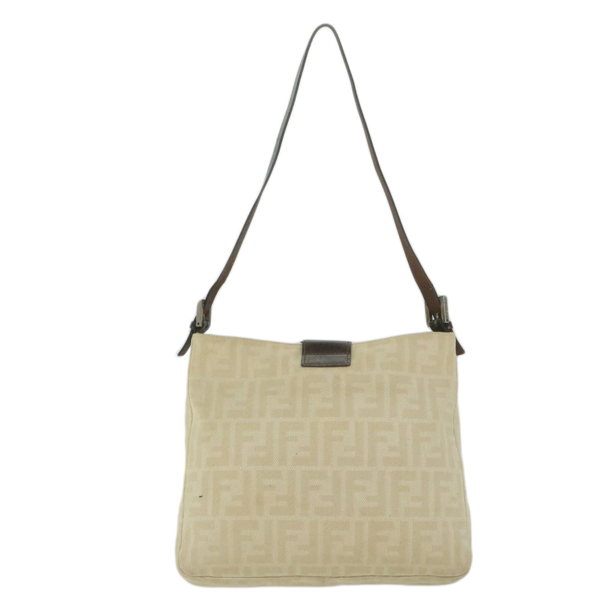 FENDI Zucca Canvas Mamma Baguette Shoulder Bag Beige 2348 26727 008 bs10534