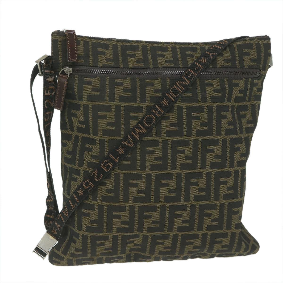 FENDI Zucca Canvas Shoulder Bag Black Brown 2119 26715 008 bs10539