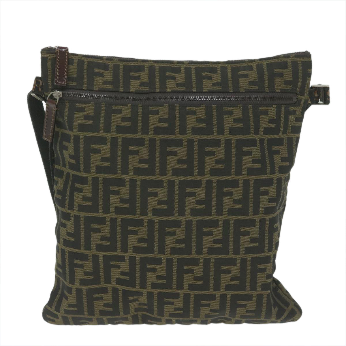 FENDI Zucca Canvas Shoulder Bag Black Brown 2119 26715 008 bs10539