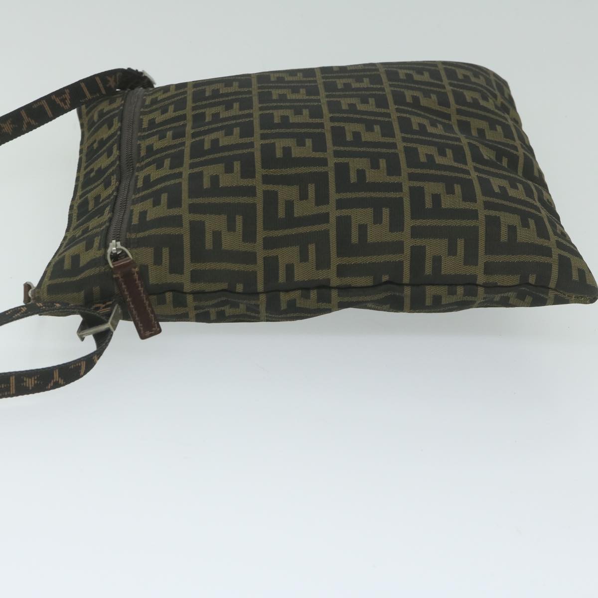 FENDI Zucca Canvas Shoulder Bag Black Brown 2119 26715 008 bs10539