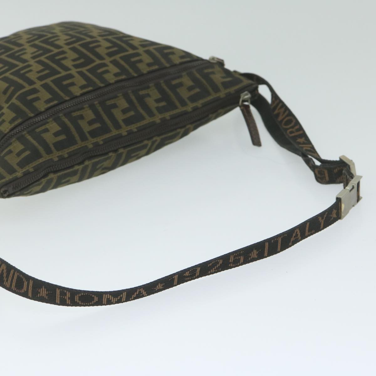 FENDI Zucca Canvas Shoulder Bag Black Brown 2119 26715 008 bs10539