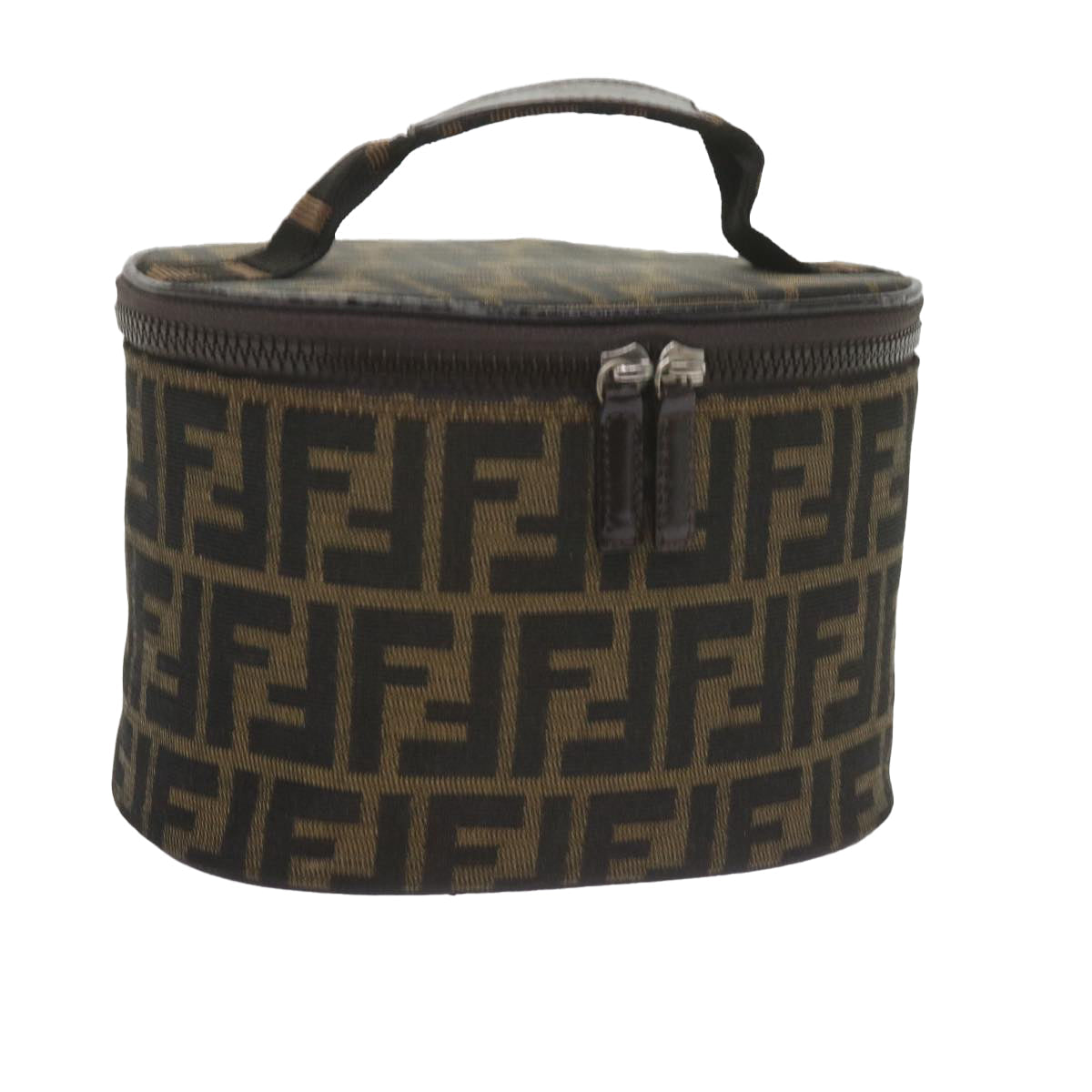 FENDI Zucca Canvas Vanity Cosmetic Pouch Black Brown bs10541