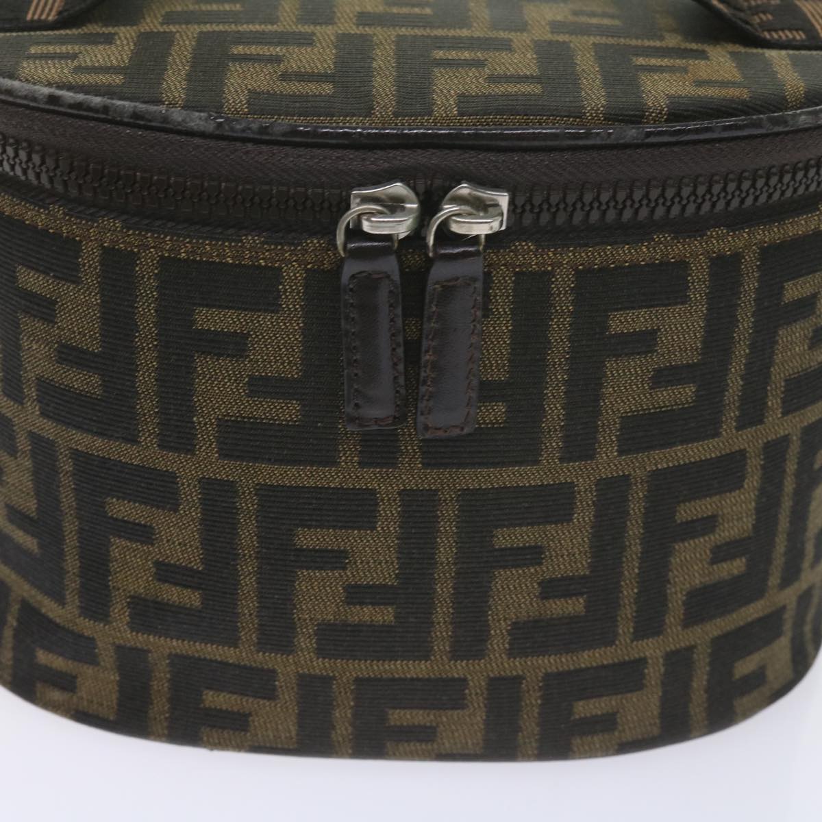 FENDI Zucca Canvas Vanity Cosmetic Pouch Black Brown bs10541