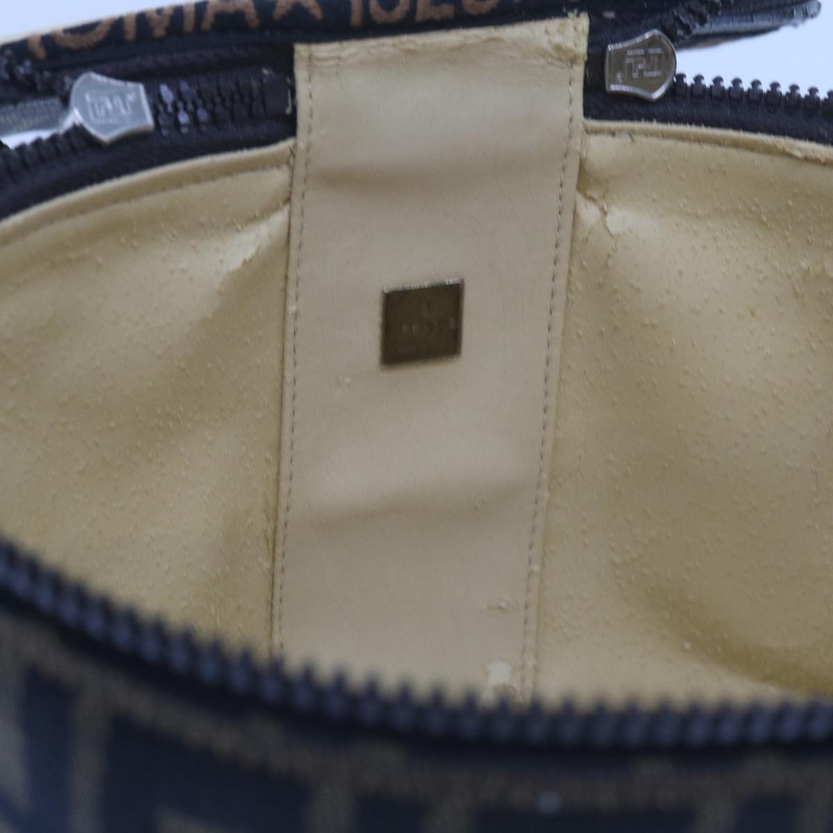 FENDI Zucca Canvas Vanity Cosmetic Pouch Black Brown bs10541