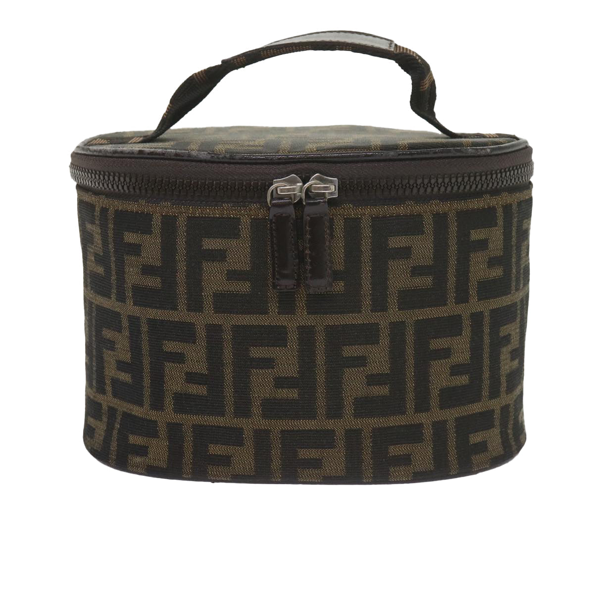 FENDI Zucca Canvas Vanity Cosmetic Pouch Black Brown bs10541