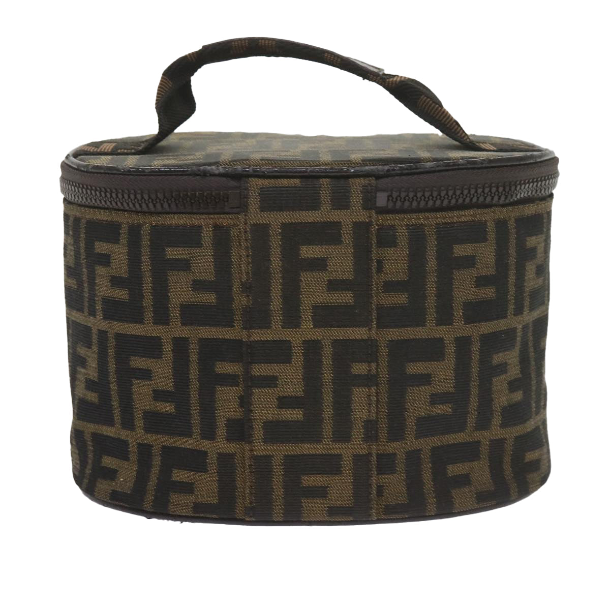 FENDI Zucca Canvas Vanity Cosmetic Pouch Black Brown bs10541