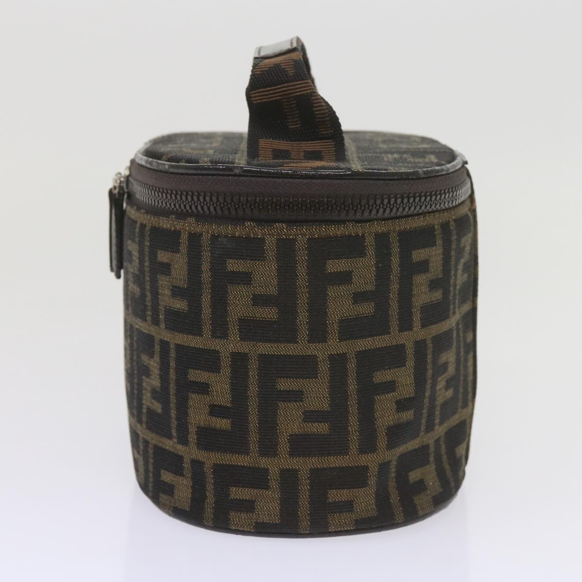 FENDI Zucca Canvas Vanity Cosmetic Pouch Black Brown bs10541