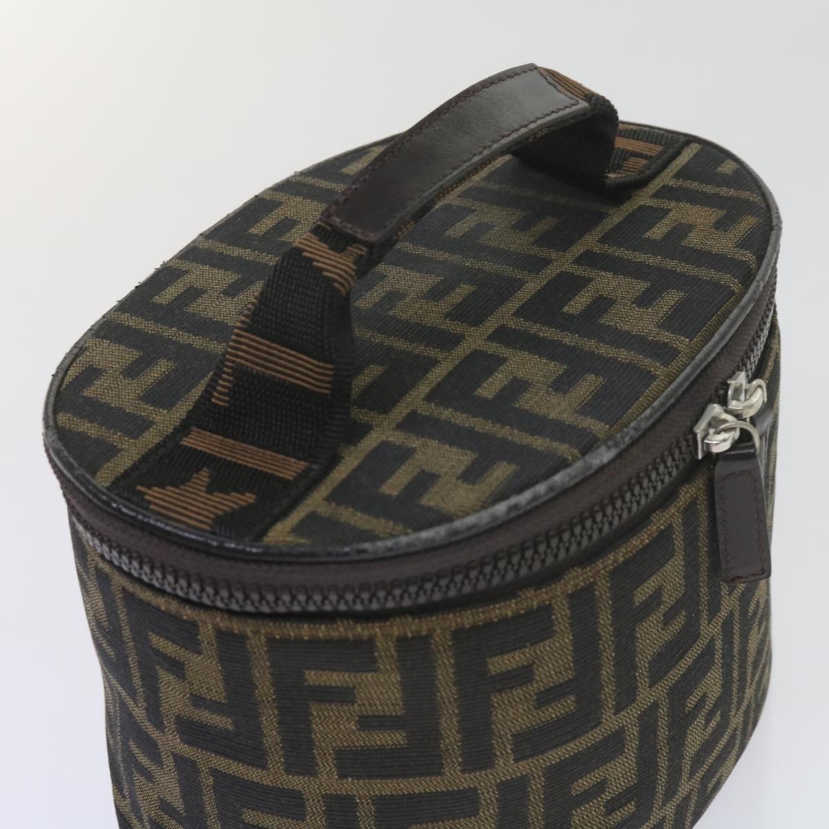 FENDI Zucca Canvas Vanity Cosmetic Pouch Black Brown bs10541