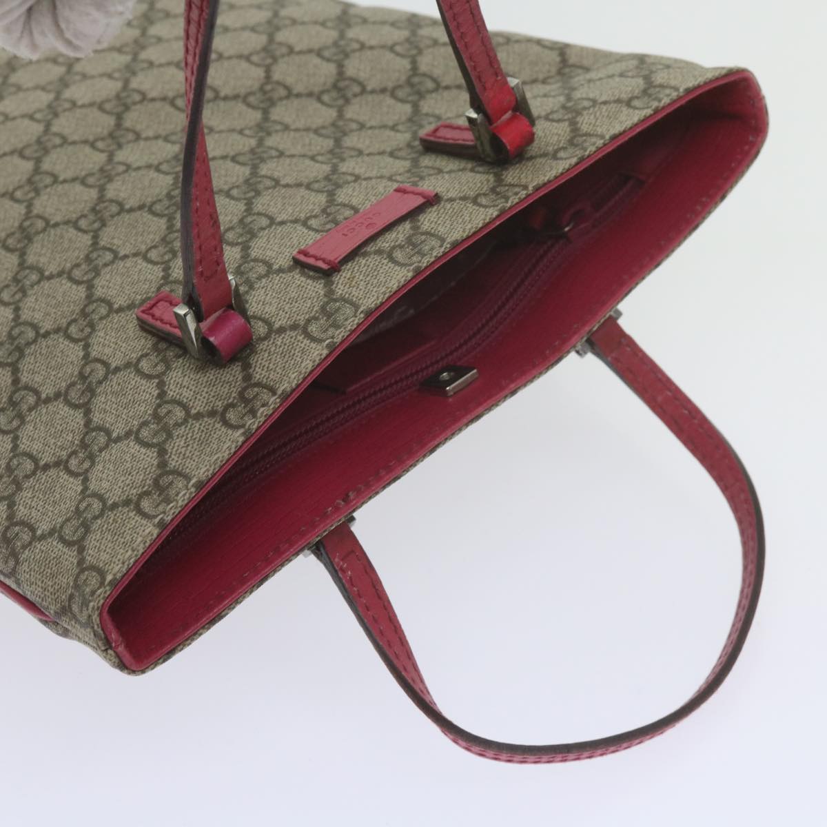 GUCCI GG Supreme Hand Bag PVC Leather Beige 117551 bs10599