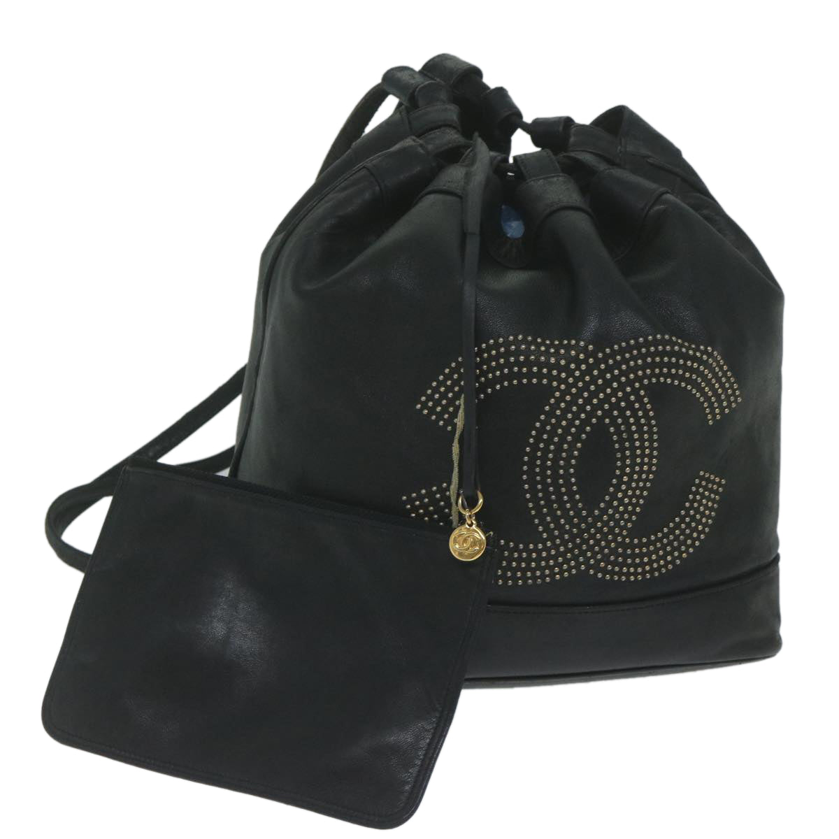 CHANEL Shoulder Bag Lamb Skin Black CC bs10702