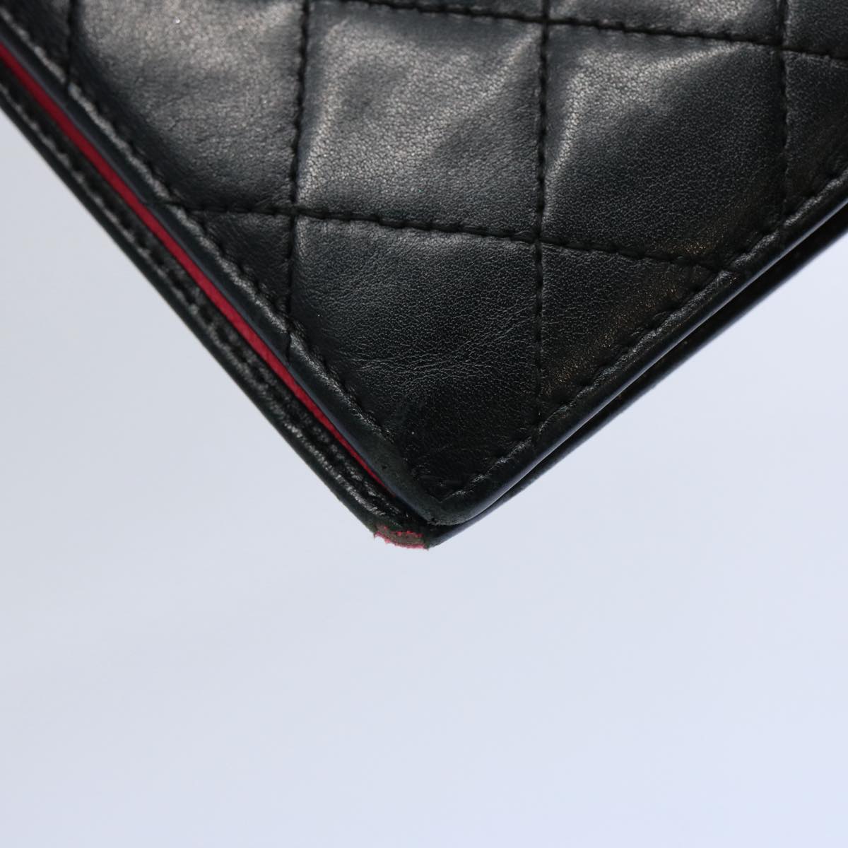 CHANEL Cambon Line Long Wallet Leather Black CC bs10747