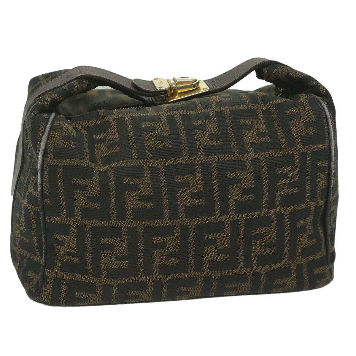 FENDI Zucca Canvas Hand Bag Black Brown bs10753