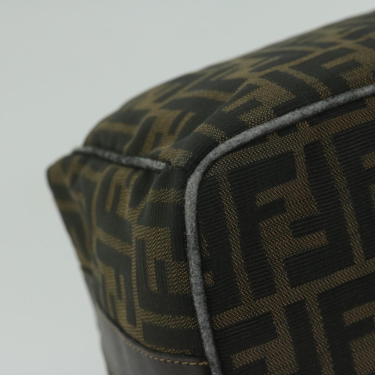 FENDI Zucca Canvas Hand Bag Black Brown bs10753