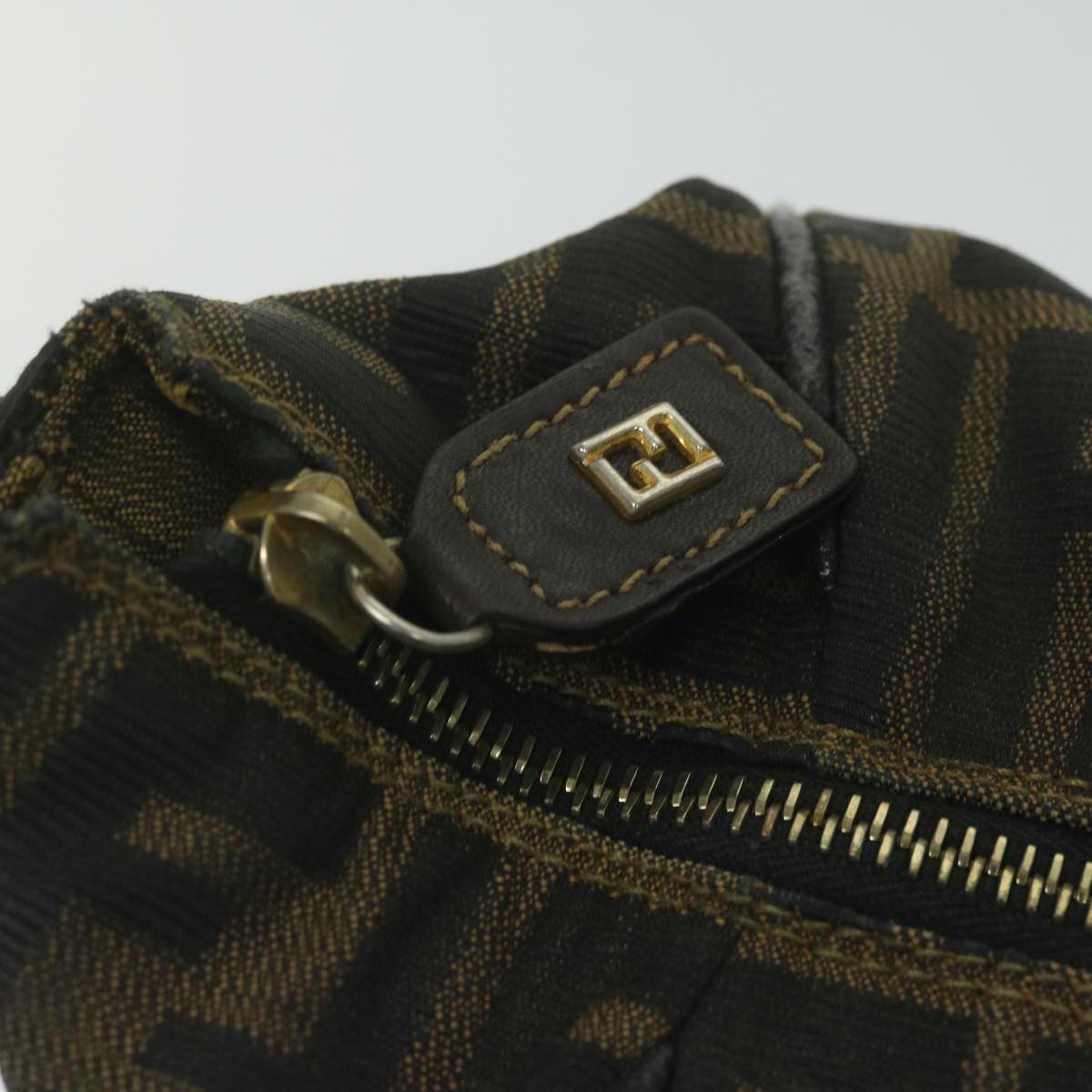 FENDI Zucca Canvas Hand Bag Black Brown bs10753