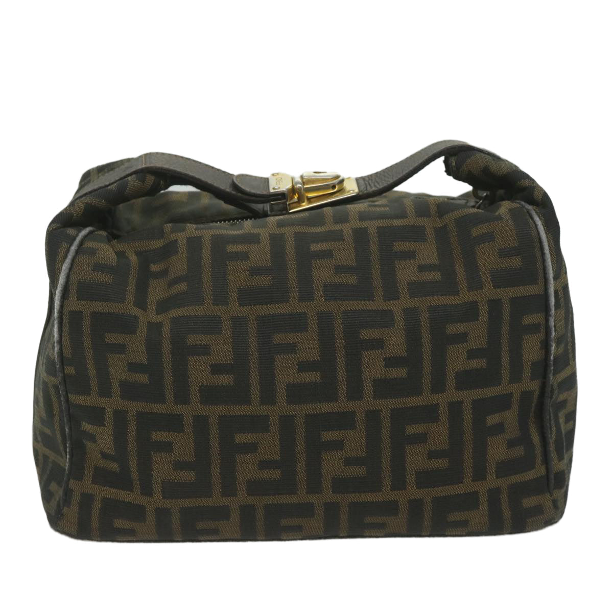 FENDI Zucca Canvas Hand Bag Black Brown bs10753