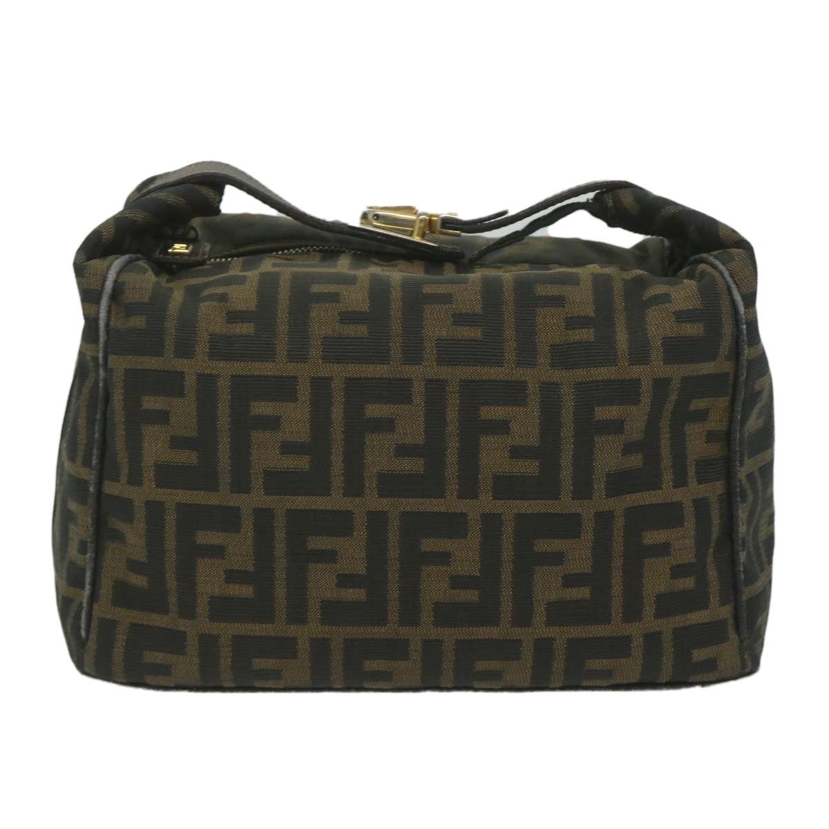 FENDI Zucca Canvas Hand Bag Black Brown bs10753