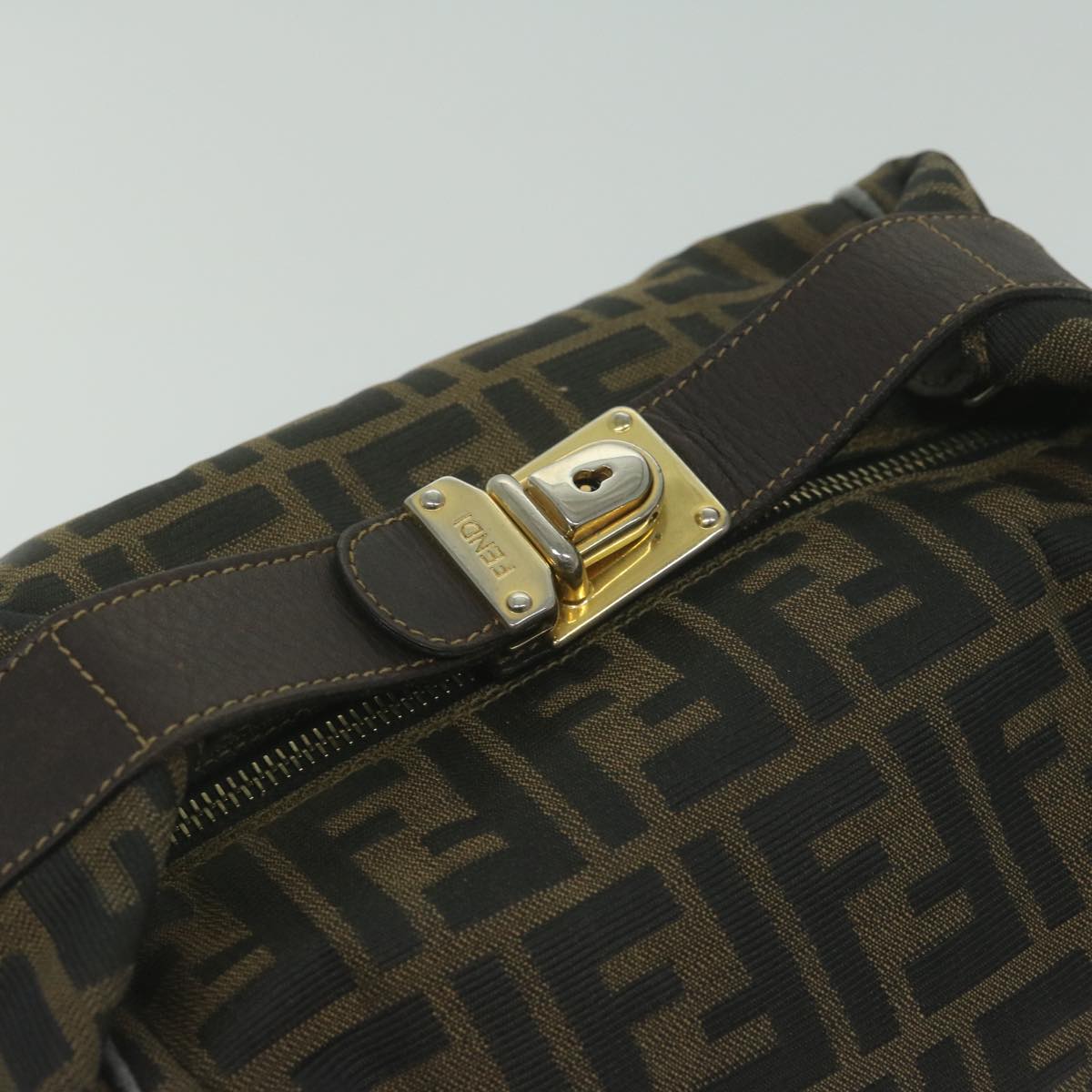 FENDI Zucca Canvas Hand Bag Black Brown bs10753
