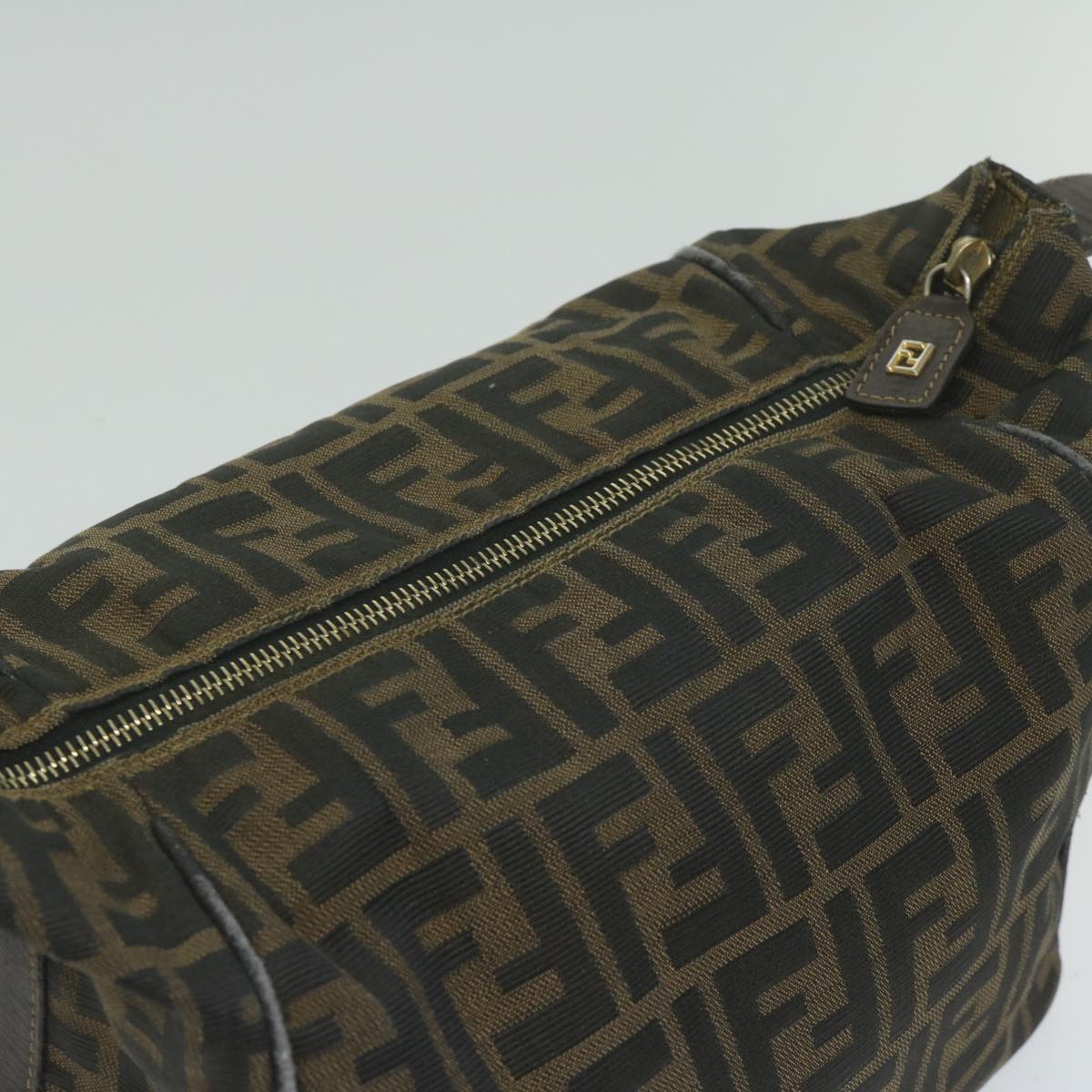 FENDI Zucca Canvas Hand Bag Black Brown bs10753