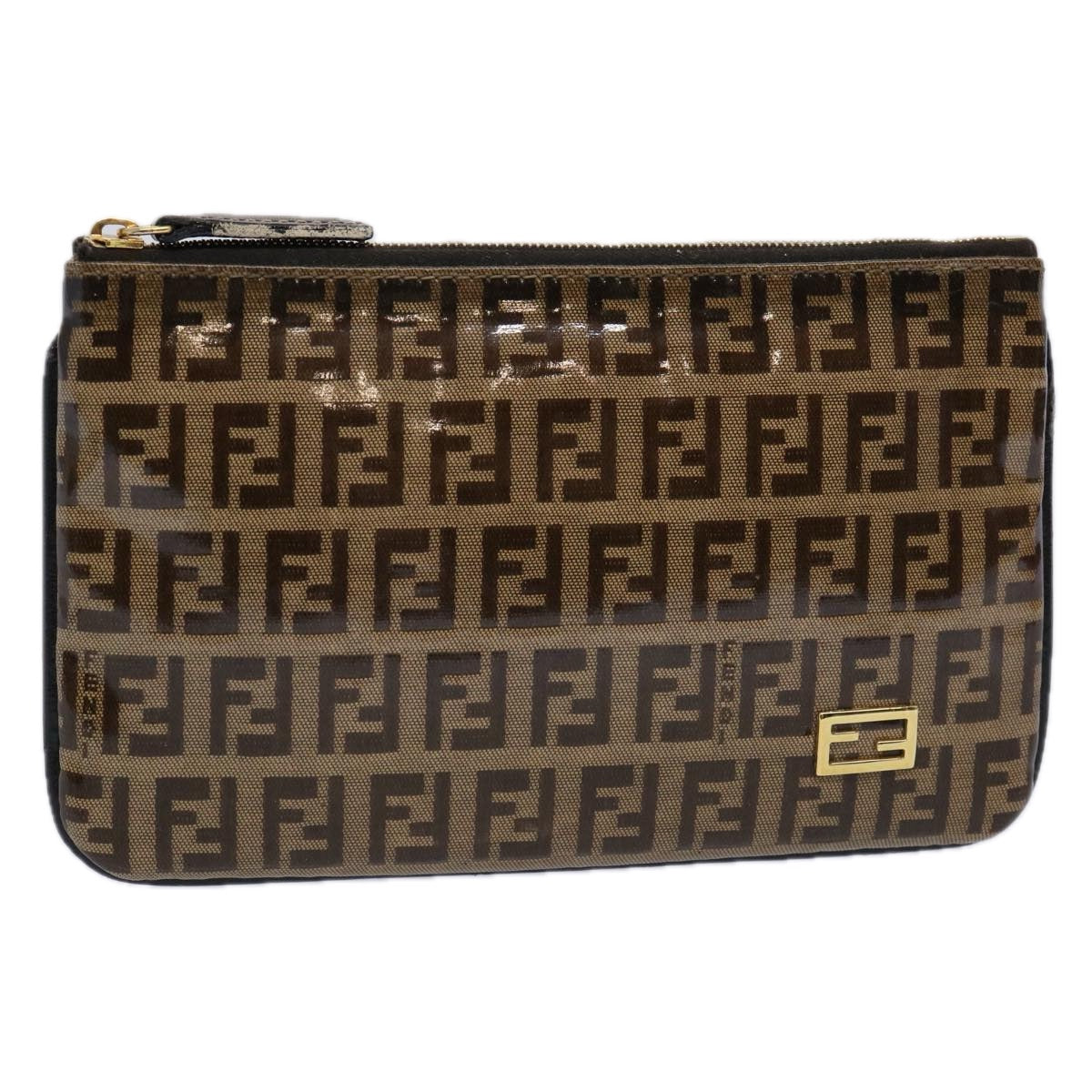 FENDI Zucchino Canvas Pouch Brown bs10758
