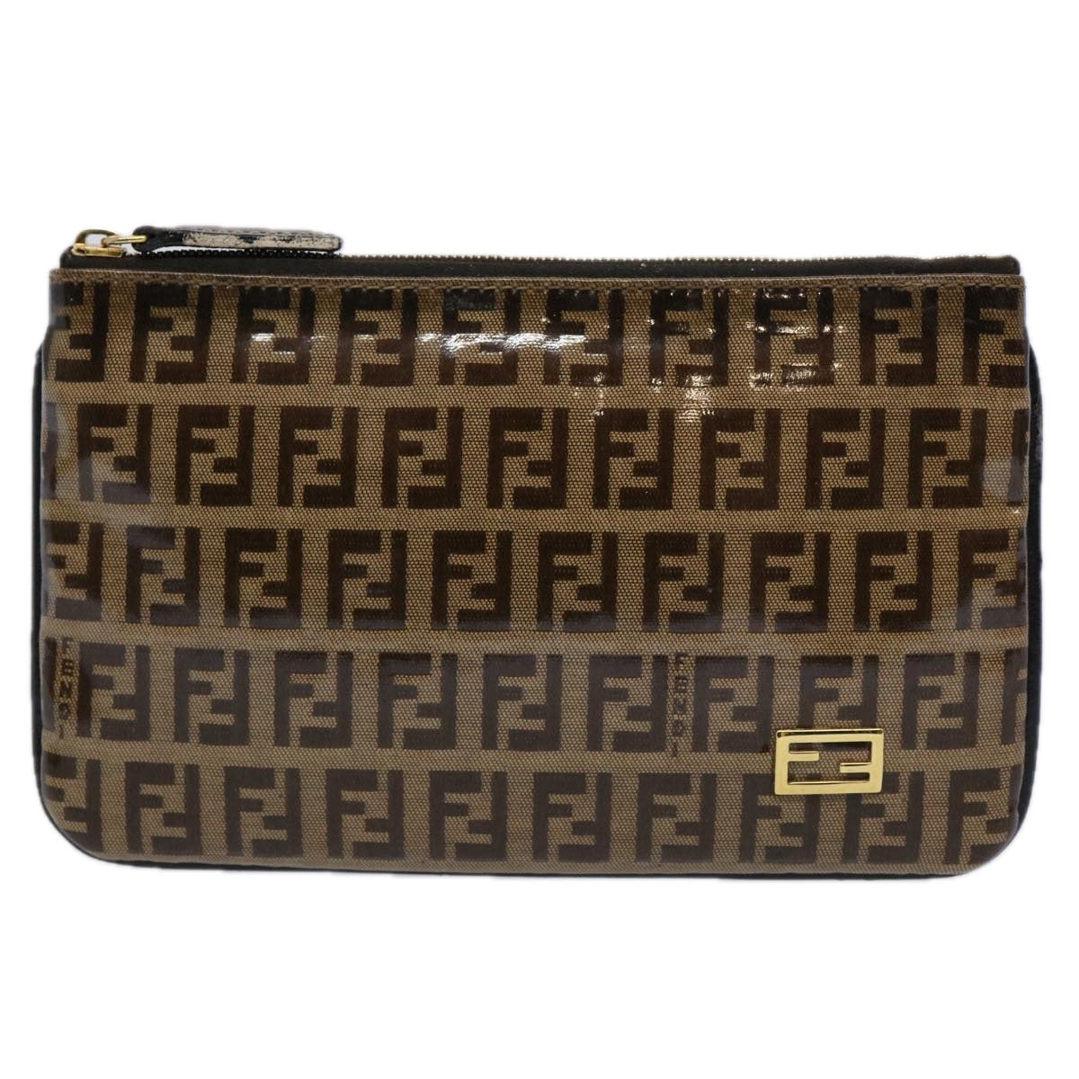 FENDI Zucchino Canvas Pouch Brown bs10758