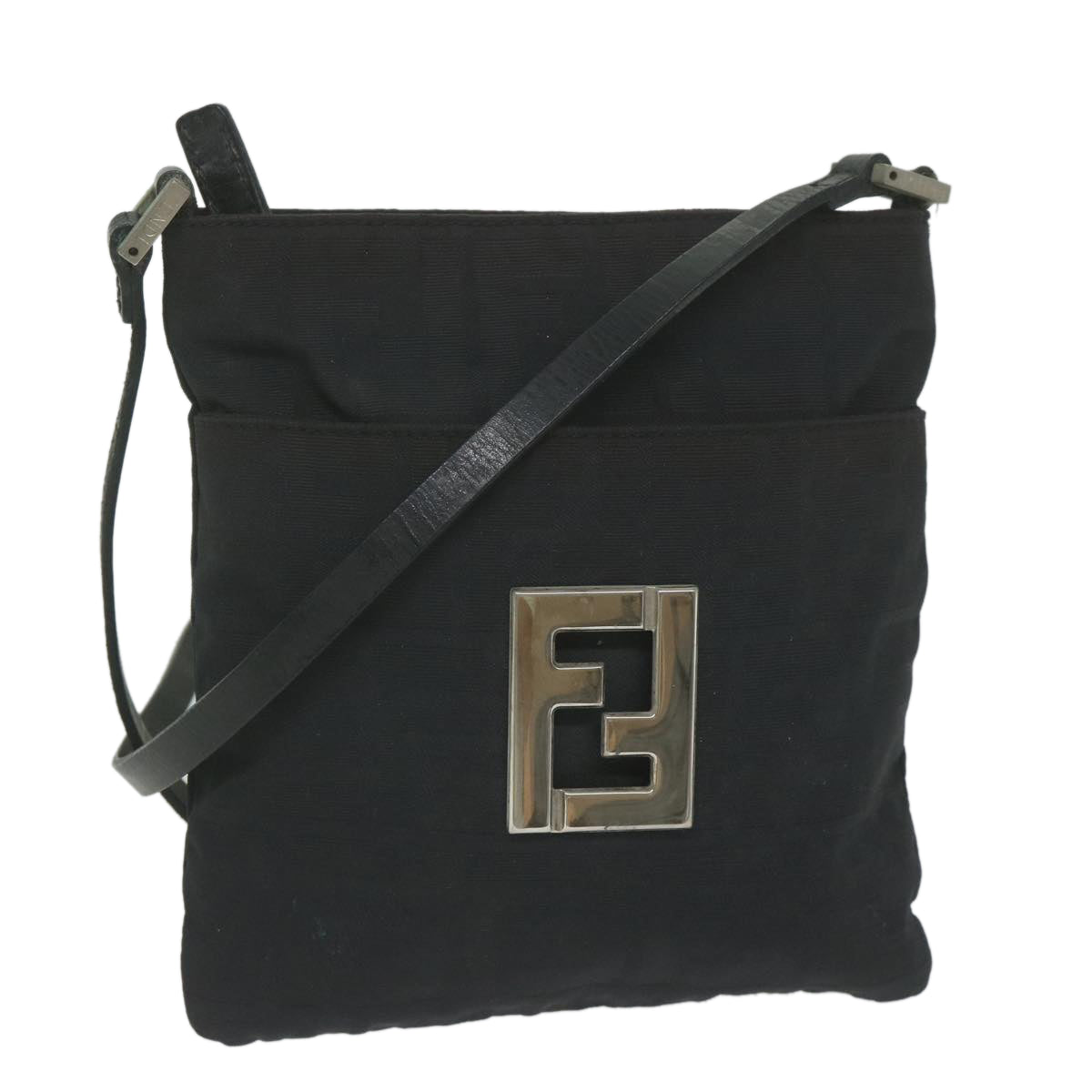 FENDI Zucca Canvas Shoulder Bag Black bs10962