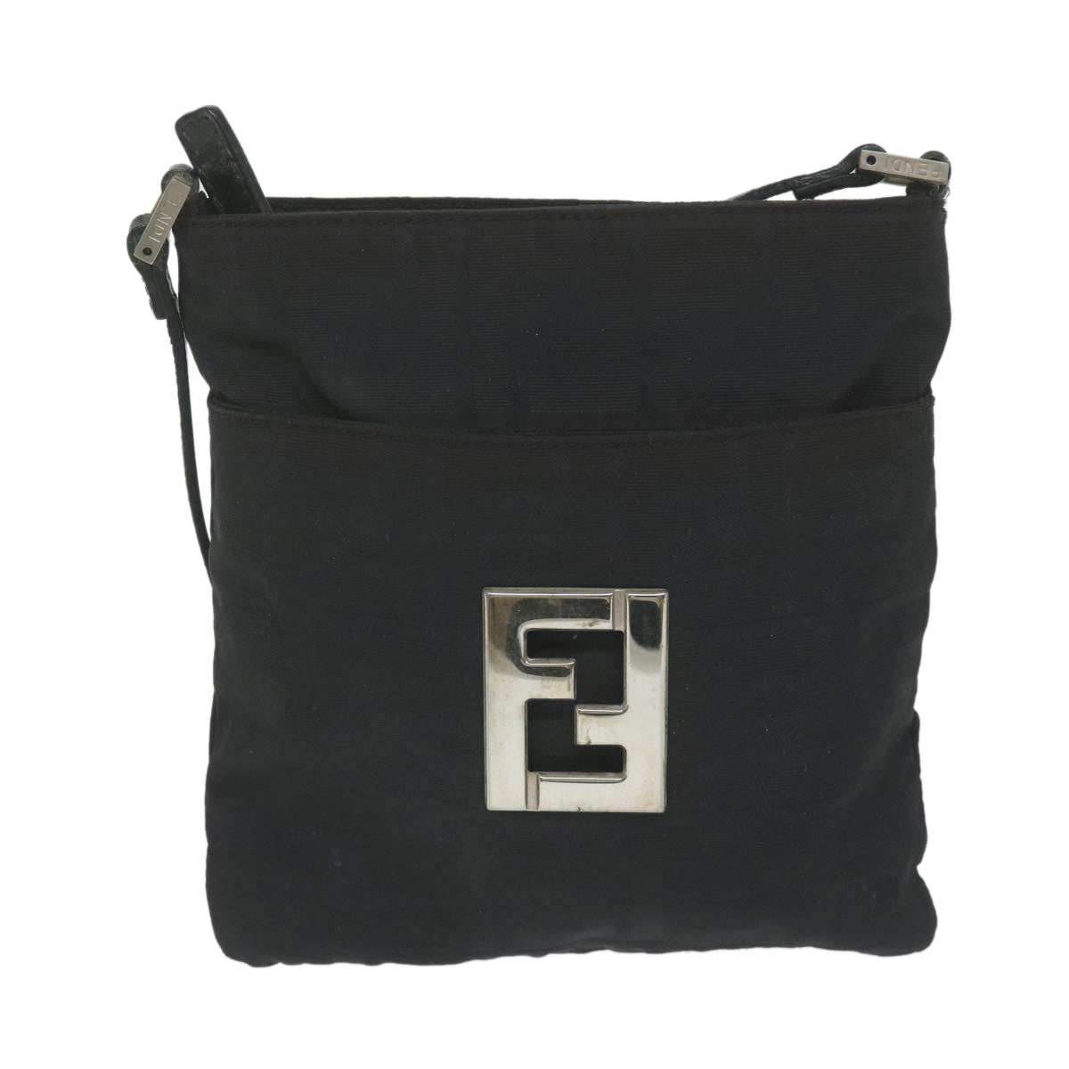 FENDI Zucca Canvas Shoulder Bag Black bs10962
