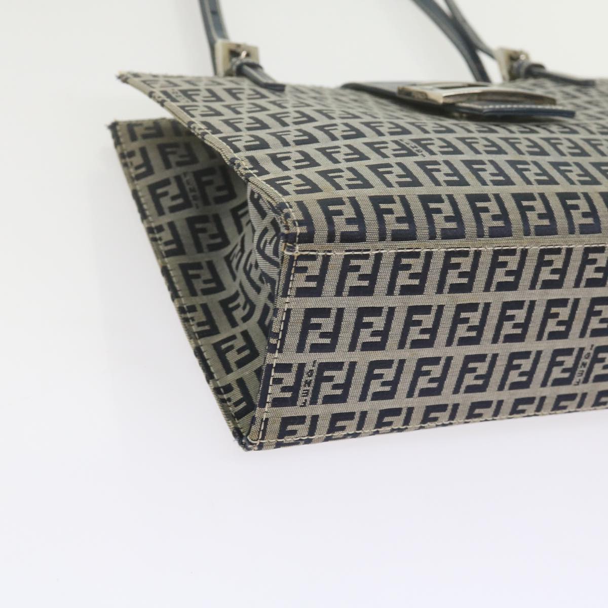 FENDI Zucchino Canvas Mamma Baguette Shoulder Bag Navy bs11001