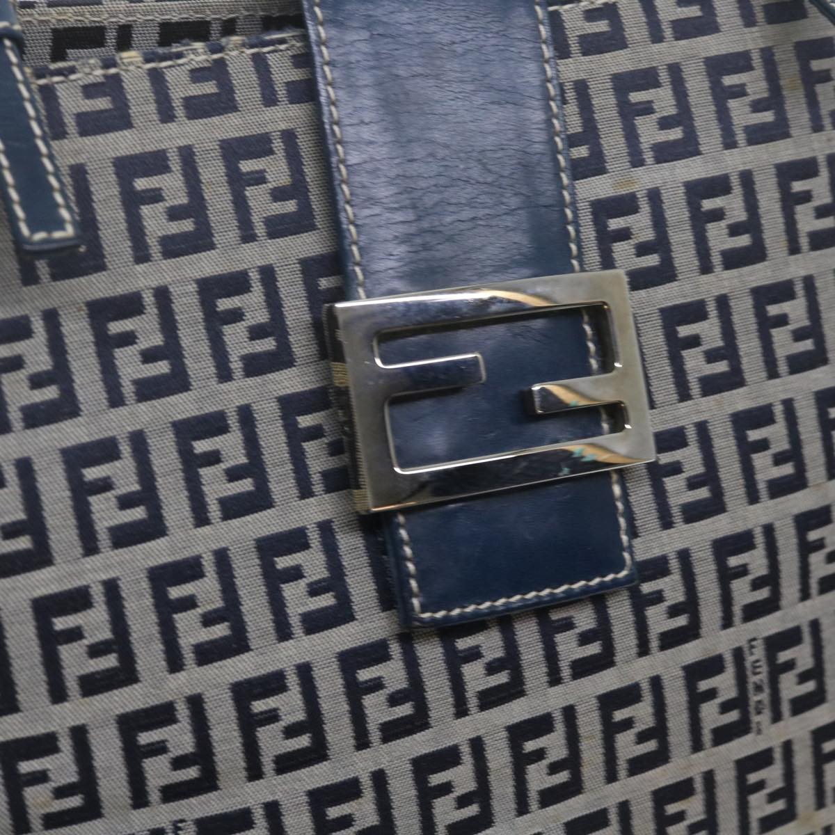 FENDI Zucchino Canvas Mamma Baguette Shoulder Bag Navy bs11001