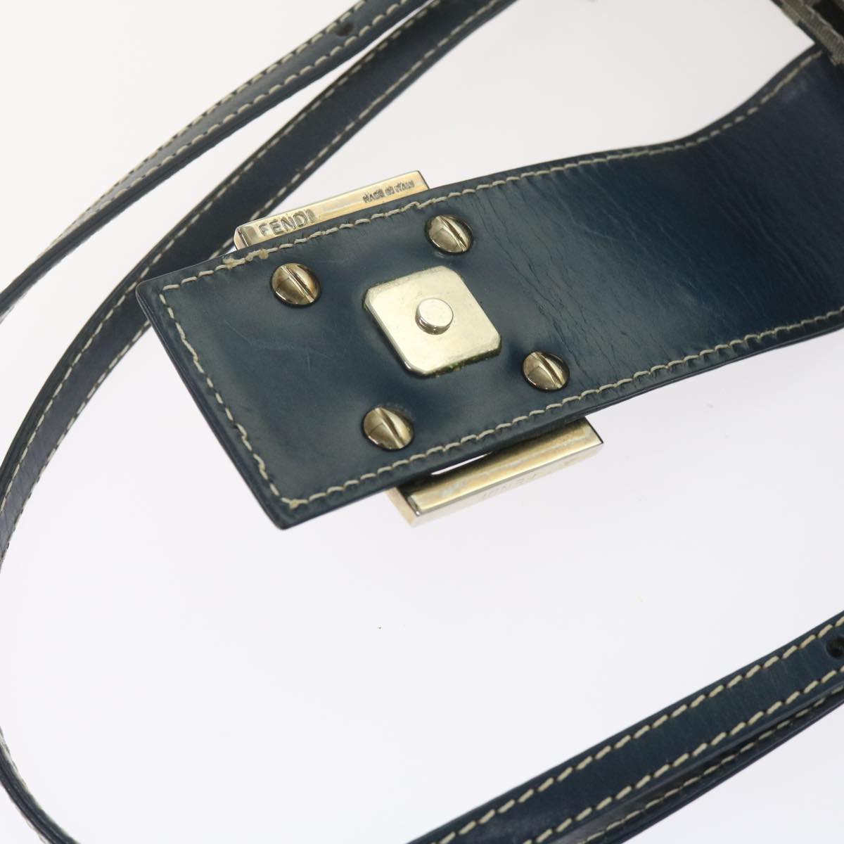 FENDI Zucchino Canvas Mamma Baguette Shoulder Bag Navy bs11001